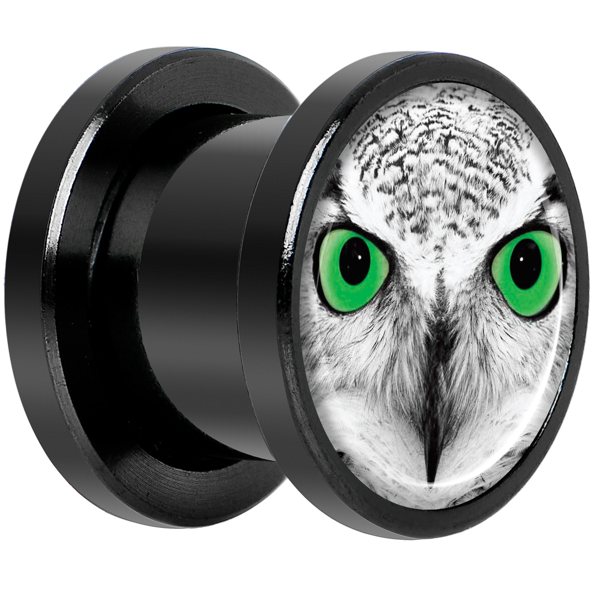 Black White Owl Black Anodized Screw Fit Plug Set 00G