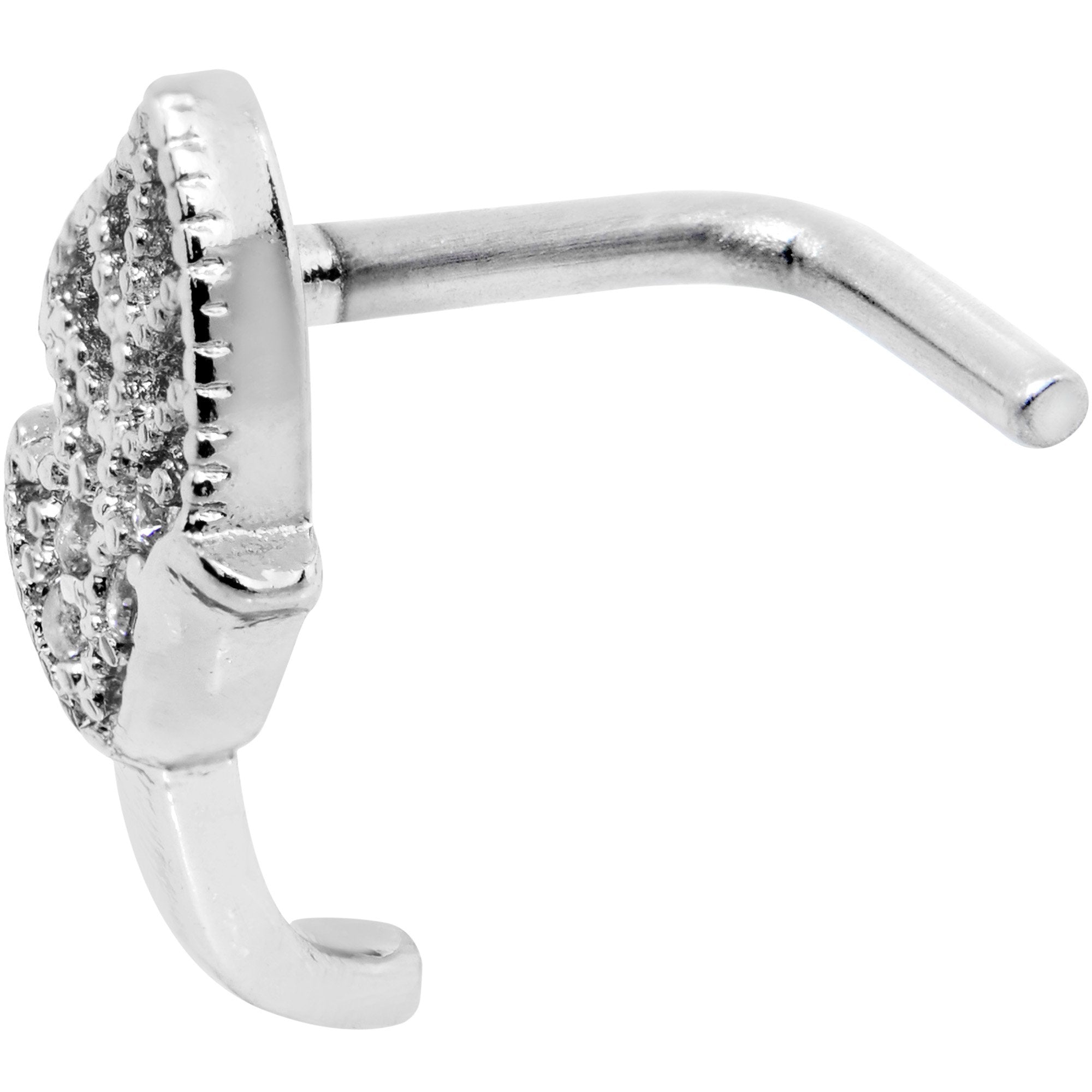 20G Clear CZ Leaf Faux Hoop L Shaped Nose Ring