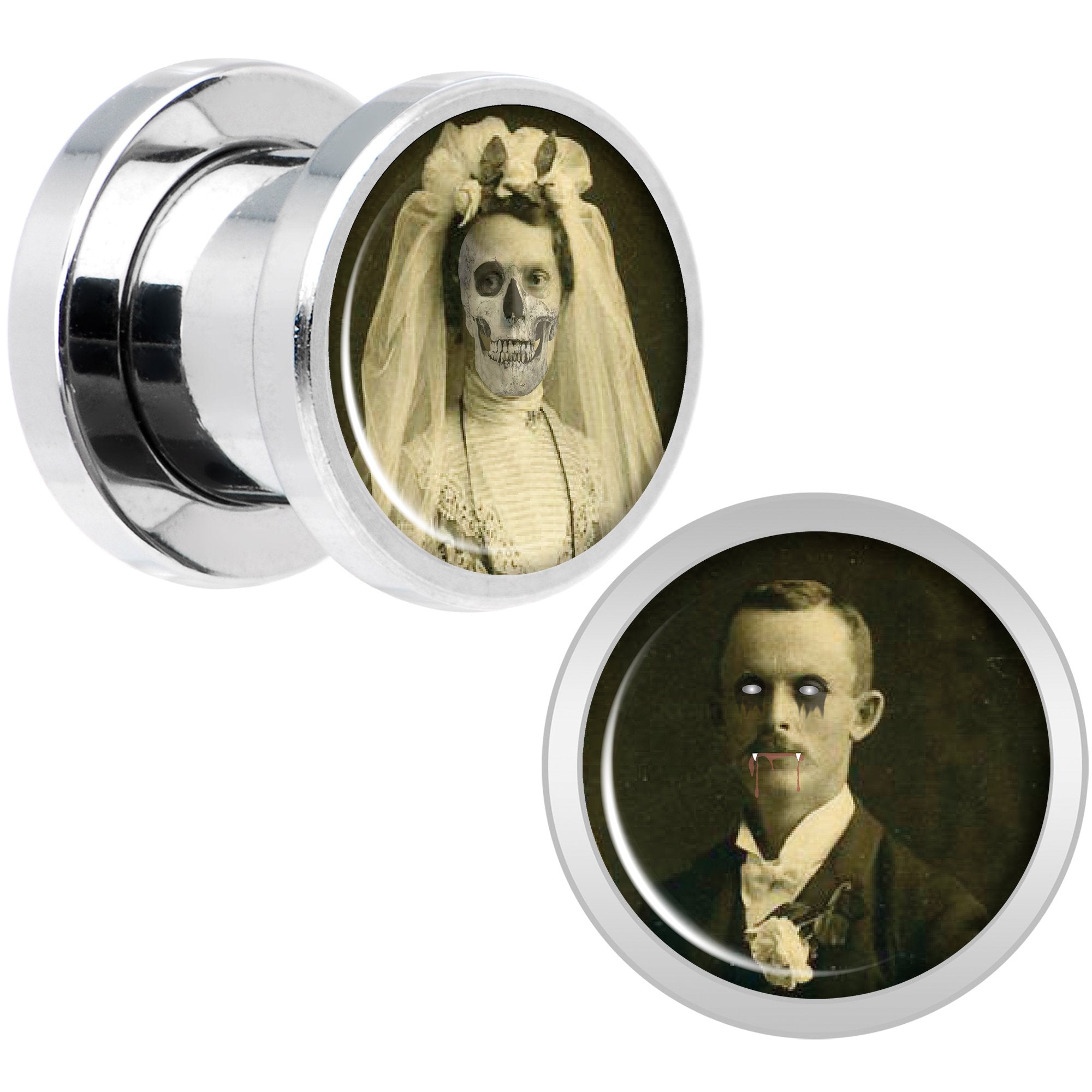Undead Bride and Groom Halloween Plug Set 0G