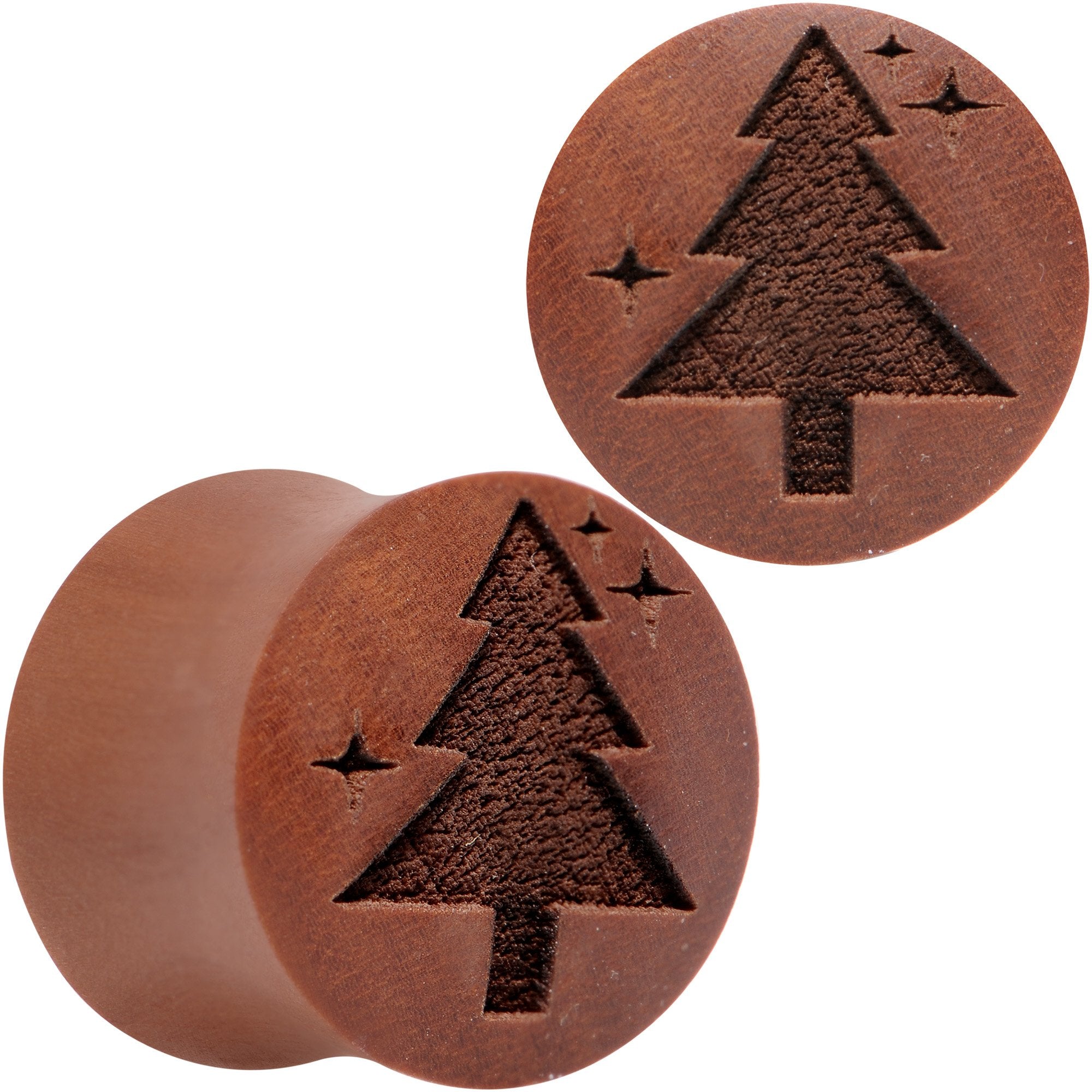 Organic Sawo Wood Christmas Tree Saddle Plug Set Sizes 8mm to 25mm