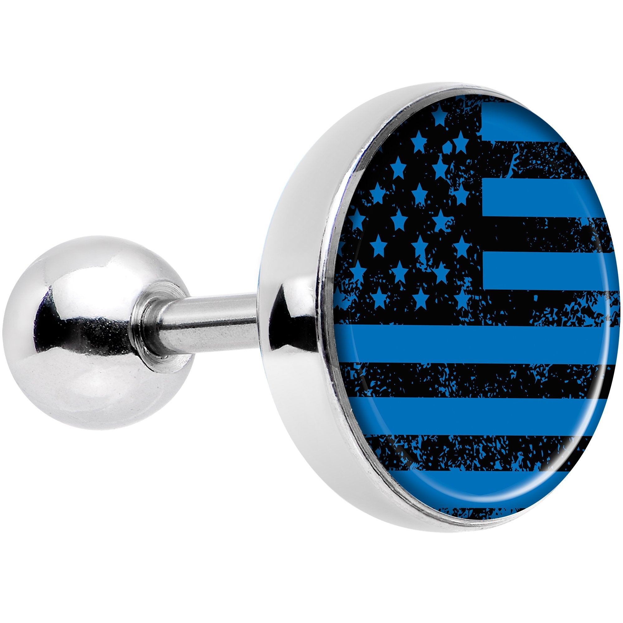 16G 1/4 Blue American Flag Tragus Cartilage Earring