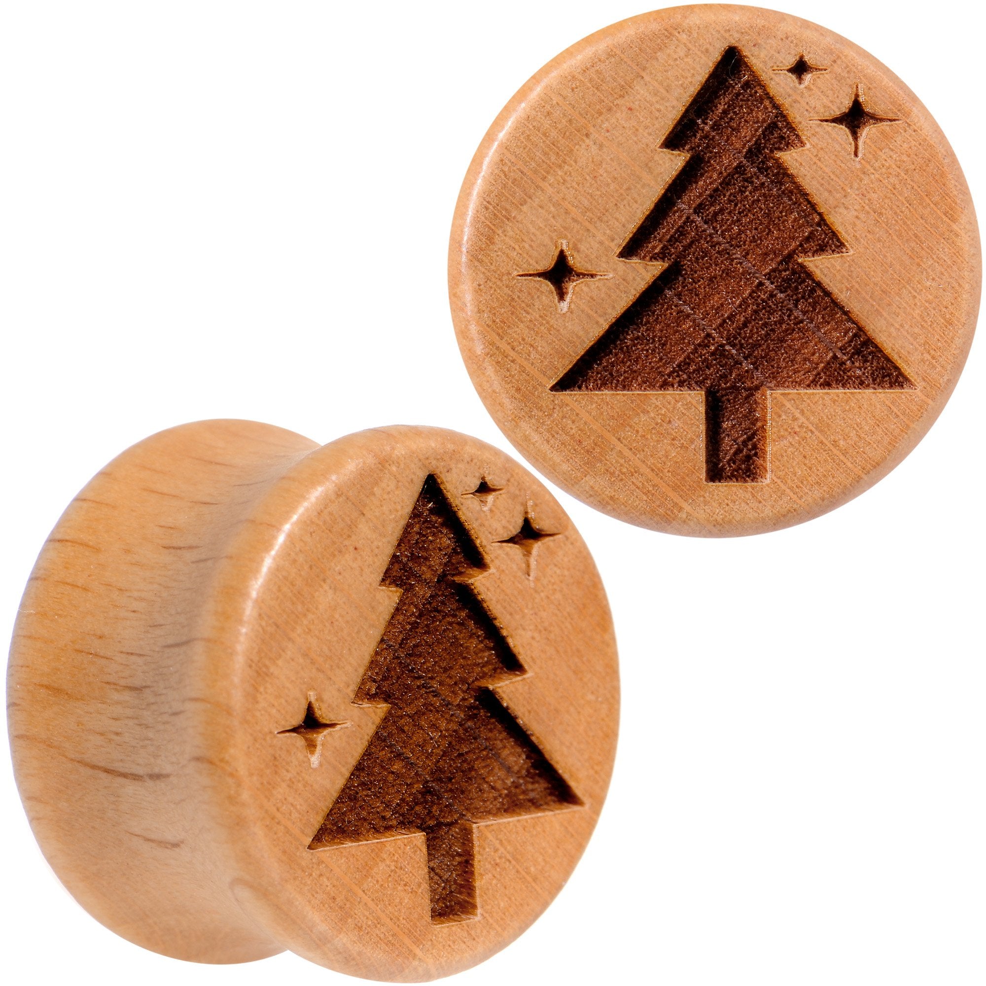 Organic Beechwood Christmas Tree Saddle Plug Set Sizes 8mm to 25mm