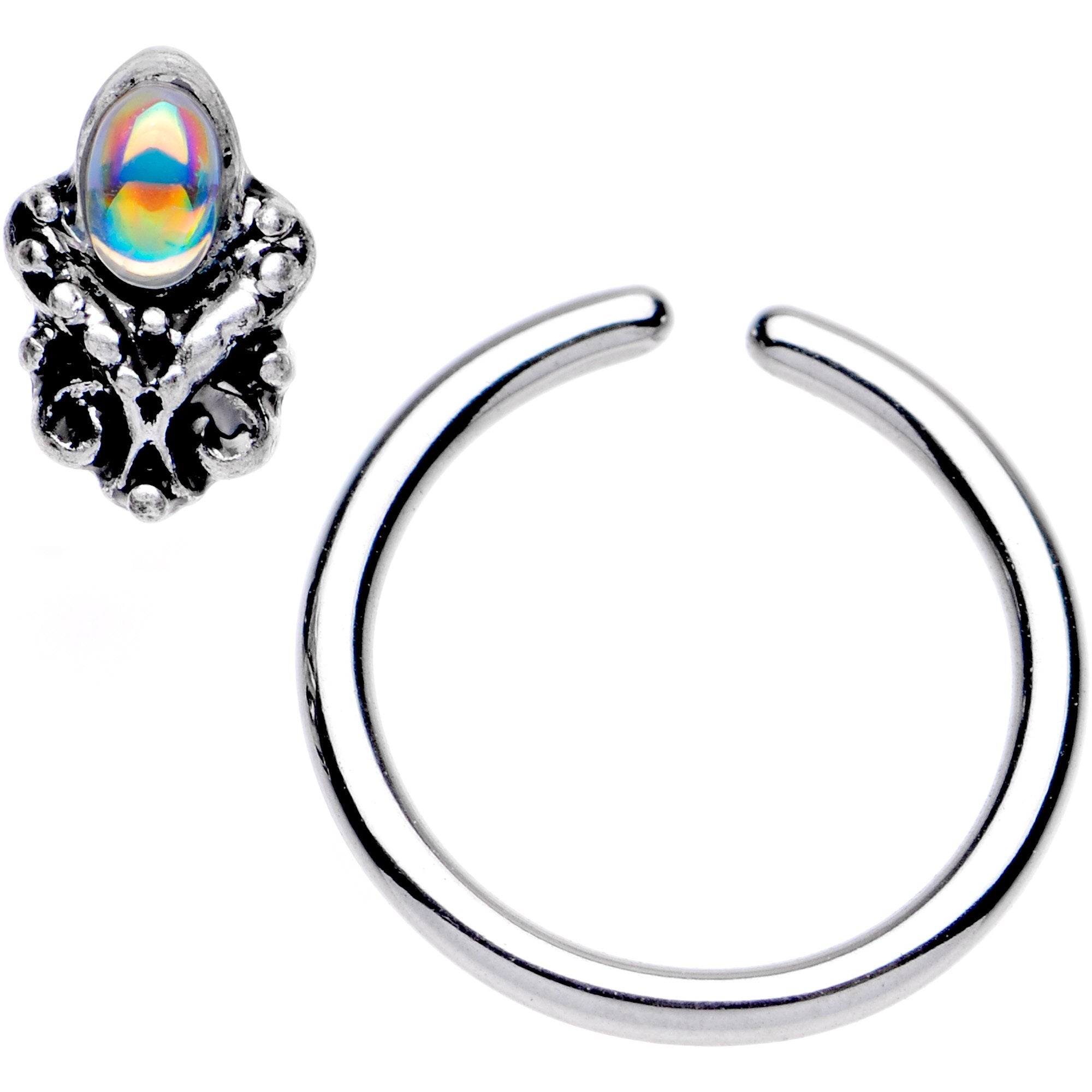 16G 3/8 Aurora Gem Gothic Frame BCR Captive Ring