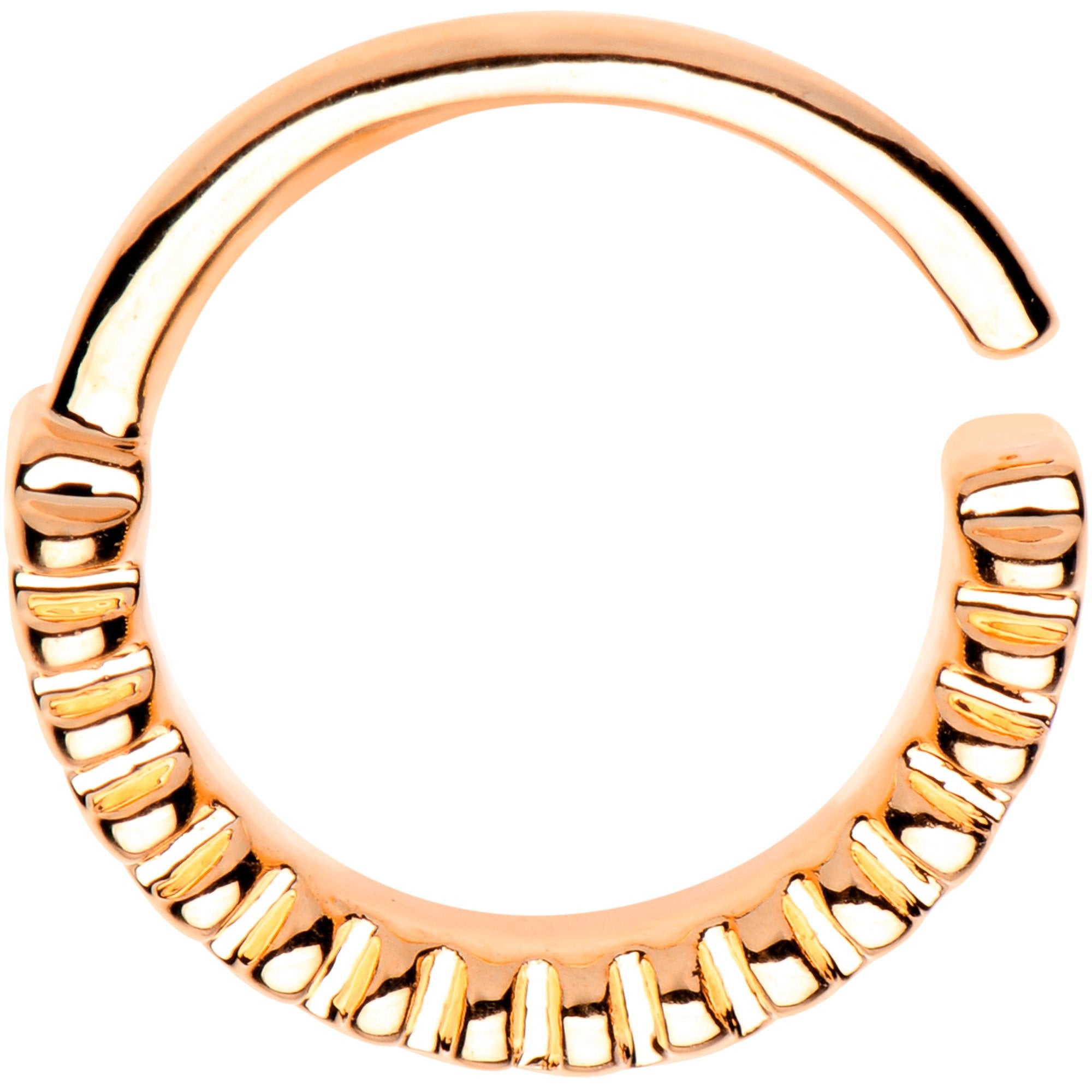 16G Rose Gold Plated Half Paved Groove Seamless Circular Ring