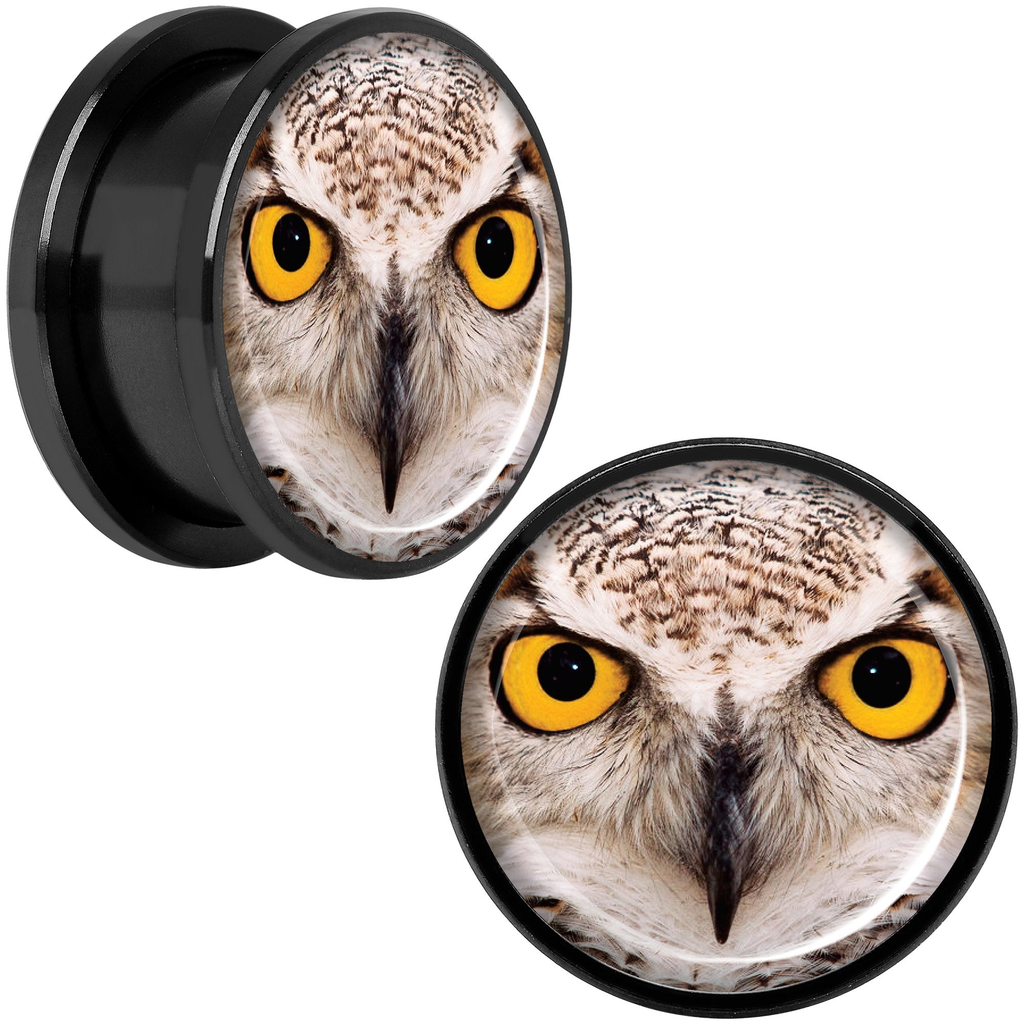 Full Color Owl Black Anodized Screw Fit Plug Set 18mm