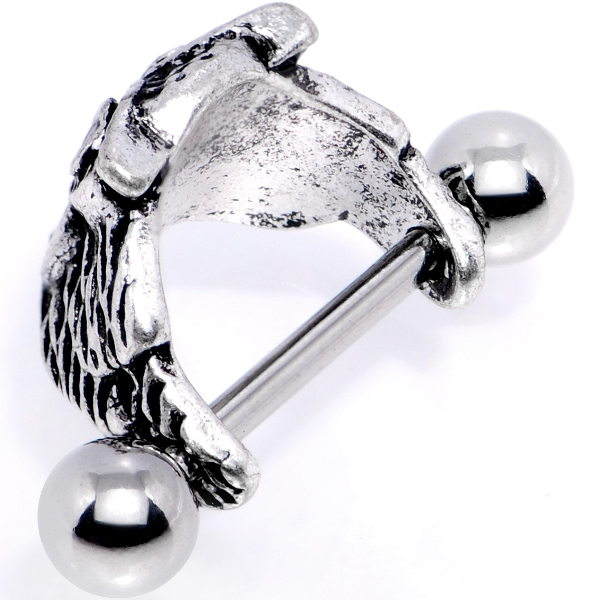 16G 1/2 Black Gem Flying Owl Helix Cuff Cartilage Earring