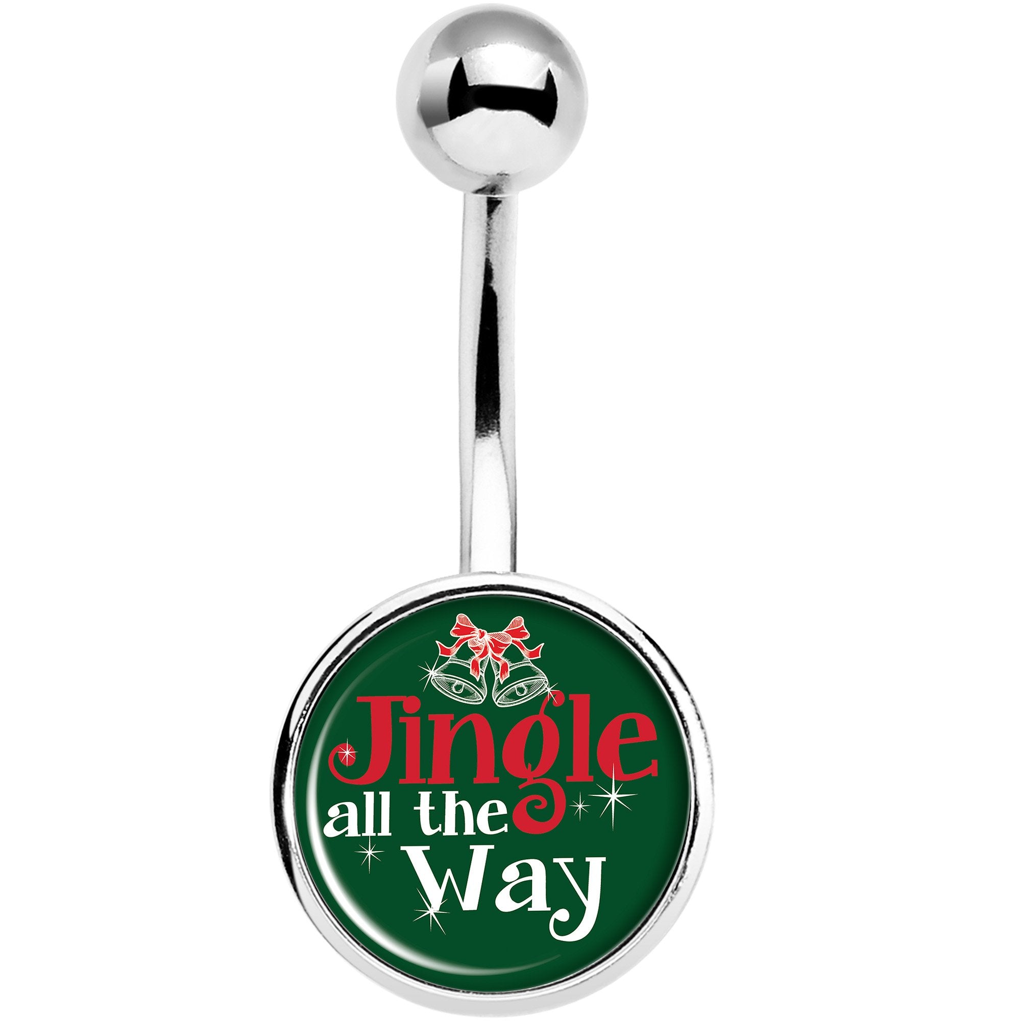 Green Jingle All the Way Stainless Steel Belly Ring lightweight comfortable