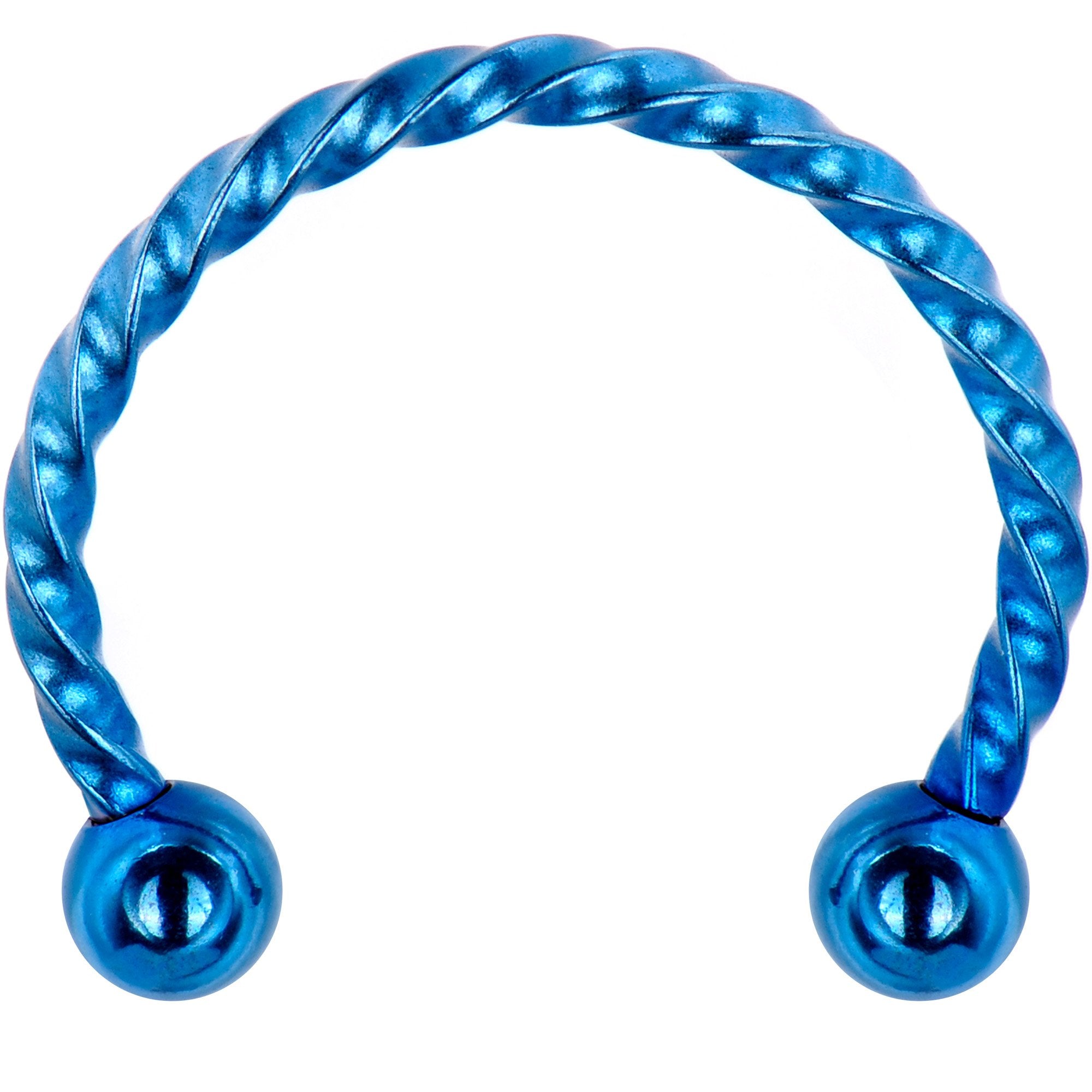 16G 1/2 Light Blue Seriously Twisted Horseshoe Circular Barbell