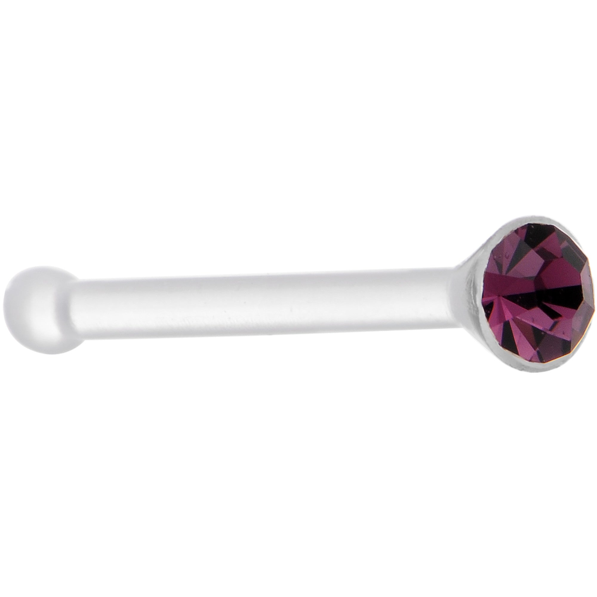 20G 1/4 Purple Gem Stud Acrylic Nose Bone