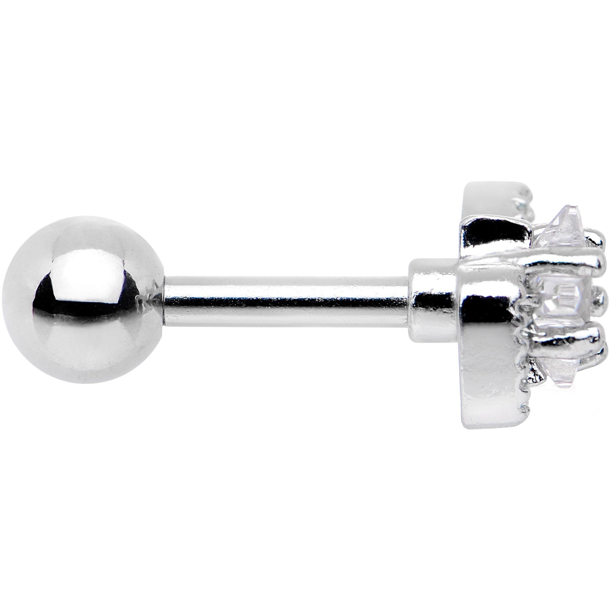 16G 1/4 Clear Star CZ Gem Bow Tie Cartilage Tragus Earring