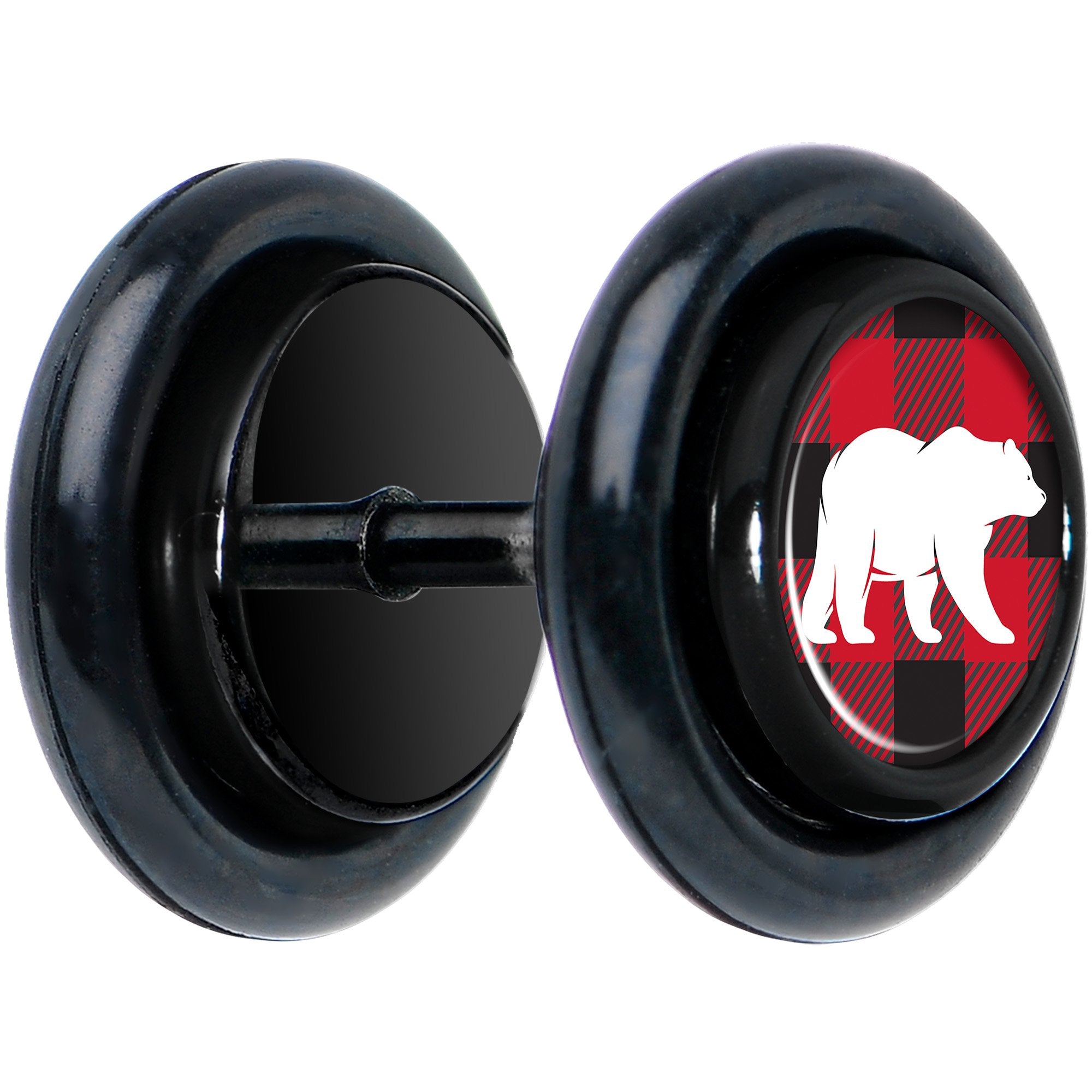 Red Black Plaid Polar Bear Black Cheater Plug Set