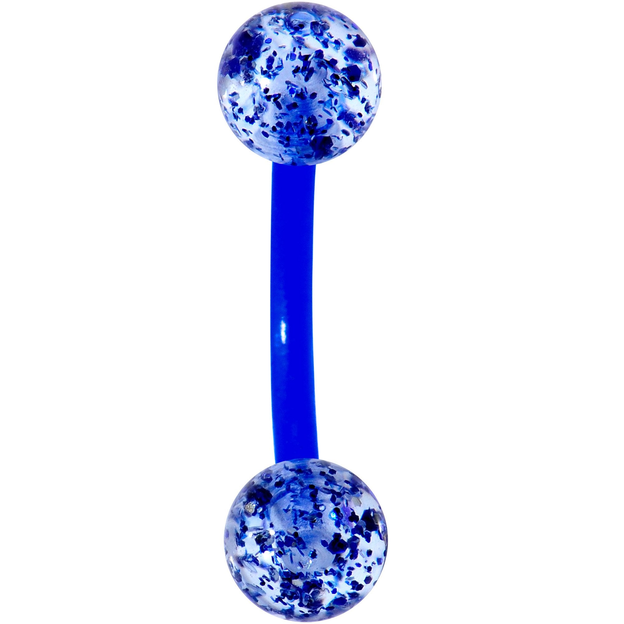 16G 5/16 Blue Glitter Burst Curved Eyebrow Ring