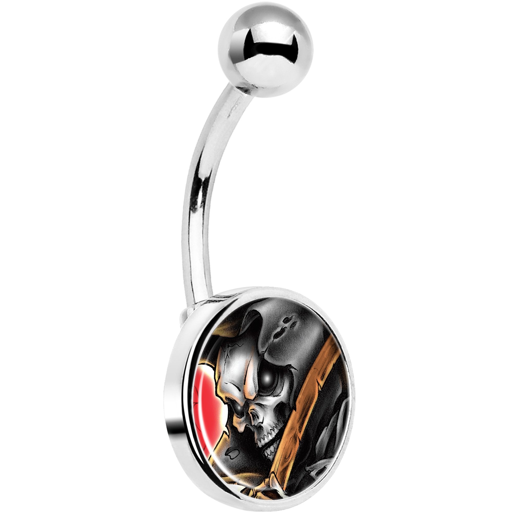 Wake the Dead Grim Reaper Halloween Hypoallergenic Stainless Steel Belly Ring