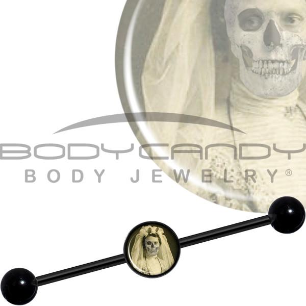 14G Skeleton Bride Halloween Black Industrial Barbell 37mm