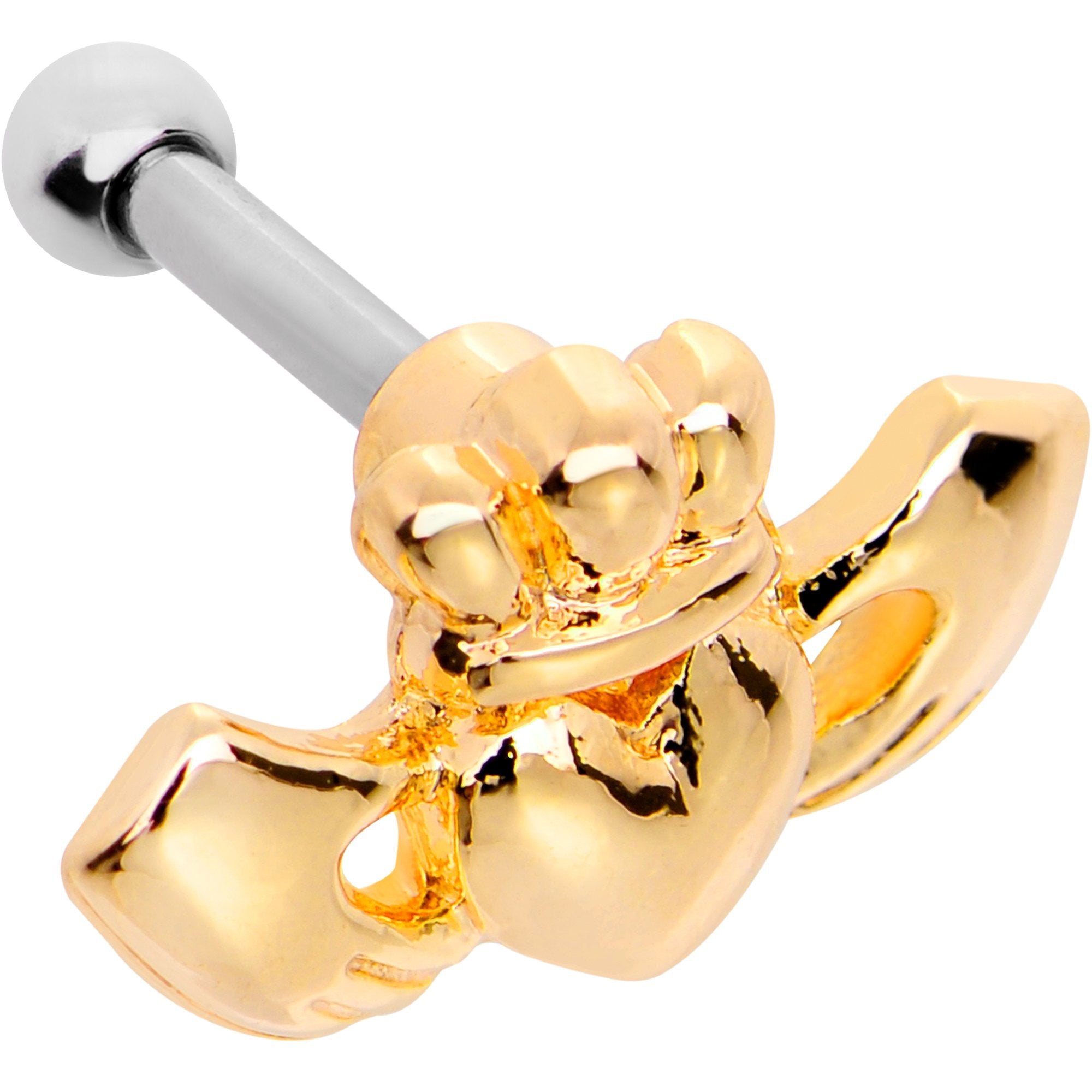 16G 1/4 Gold Tone Sacred Heart Tragus Cartilage Earring