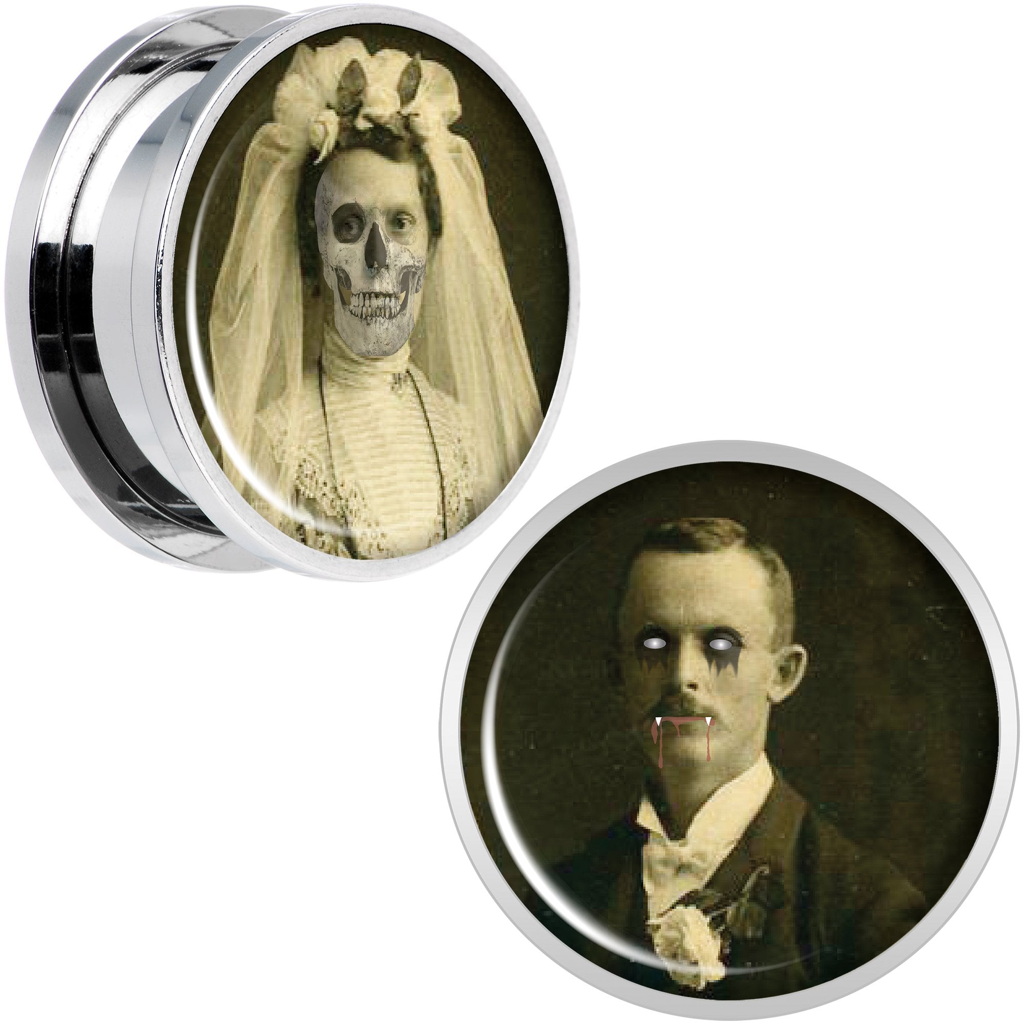 Undead Bride and Groom Halloween Plug Set 20mm