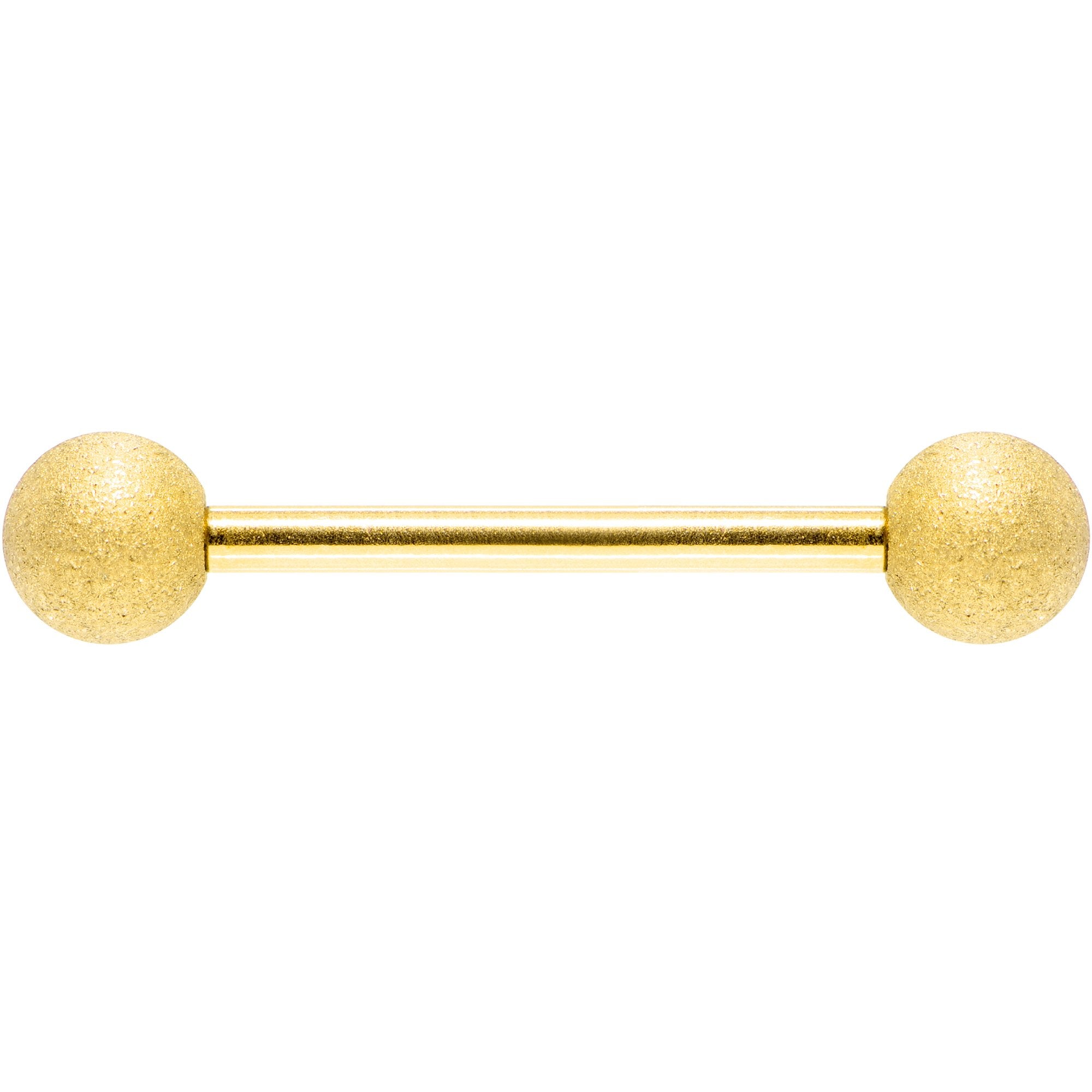 Gold Color PVD Sandblasted Barbell Tongue Ring