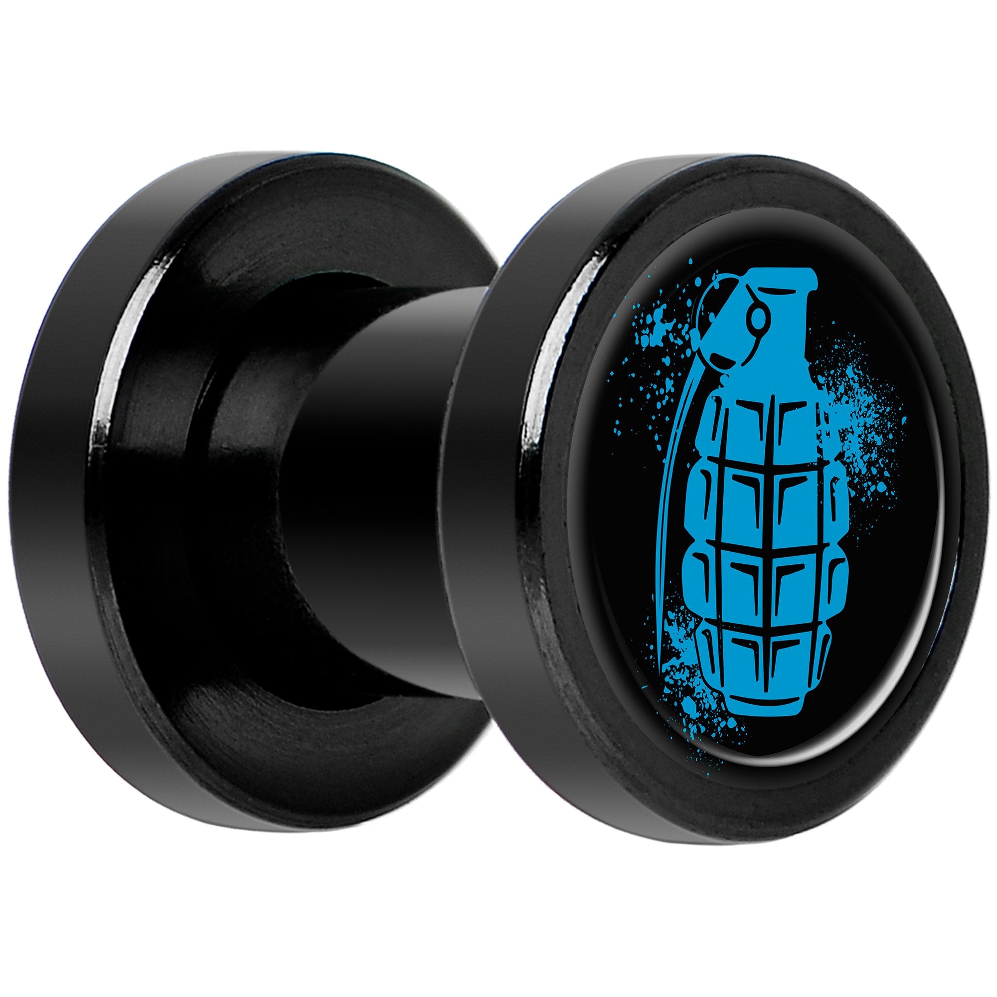 Blue Grenade Black Anodized Screw Fit Plug Set 2G