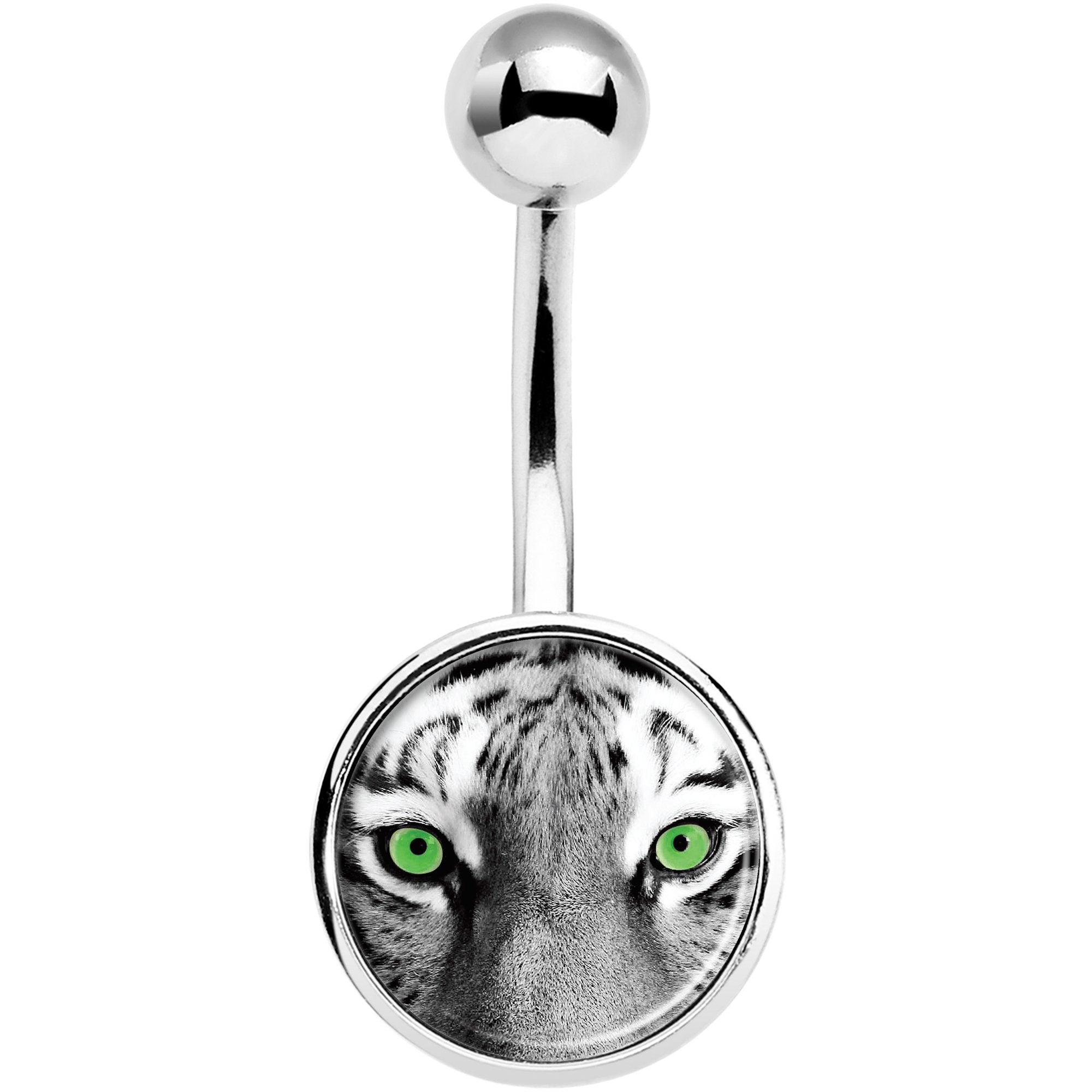 Black White Tiger Eyes Stainless Steel Belly Ring lightweight comfortable