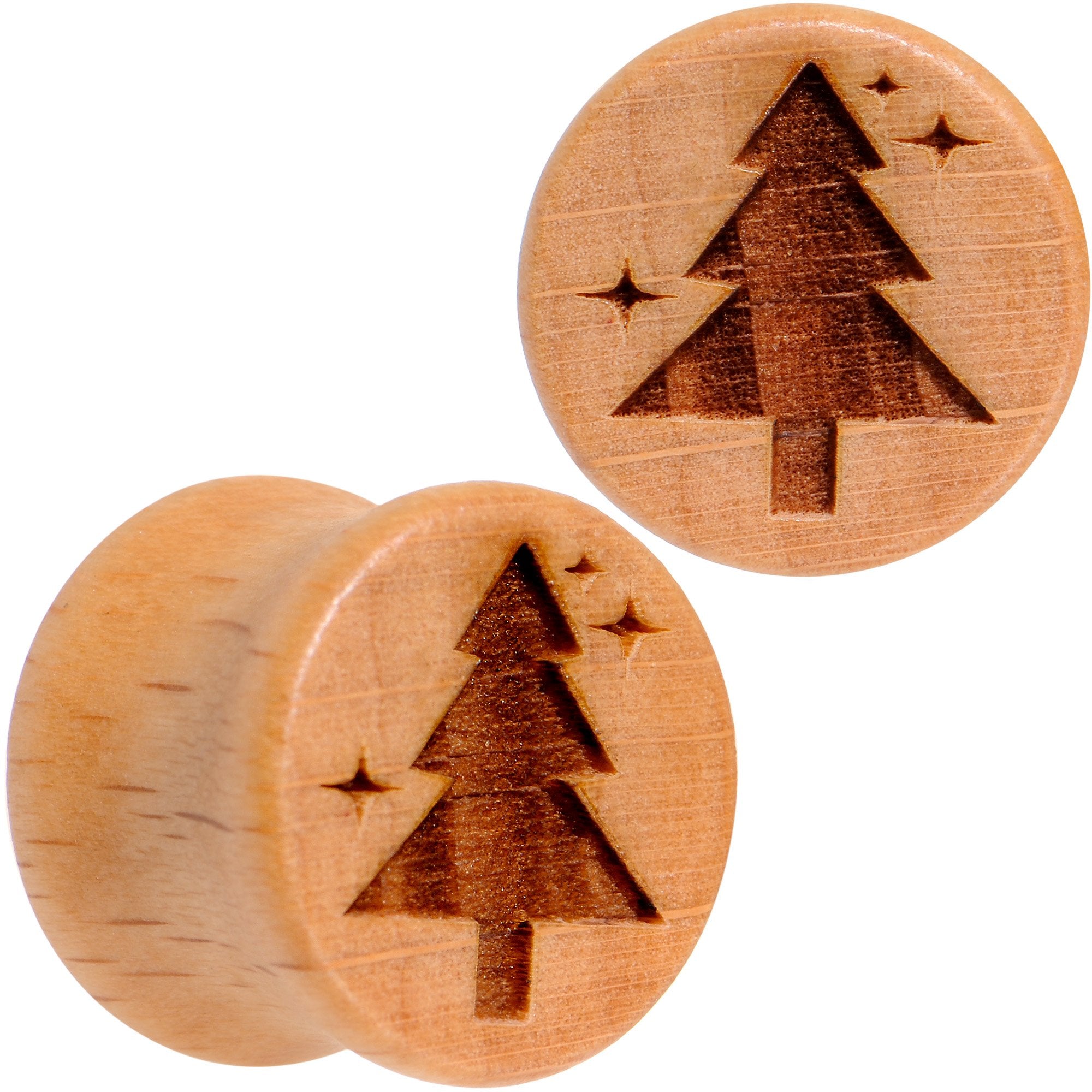 Organic Beechwood Christmas Tree Saddle Plug Set Sizes 8mm to 25mm