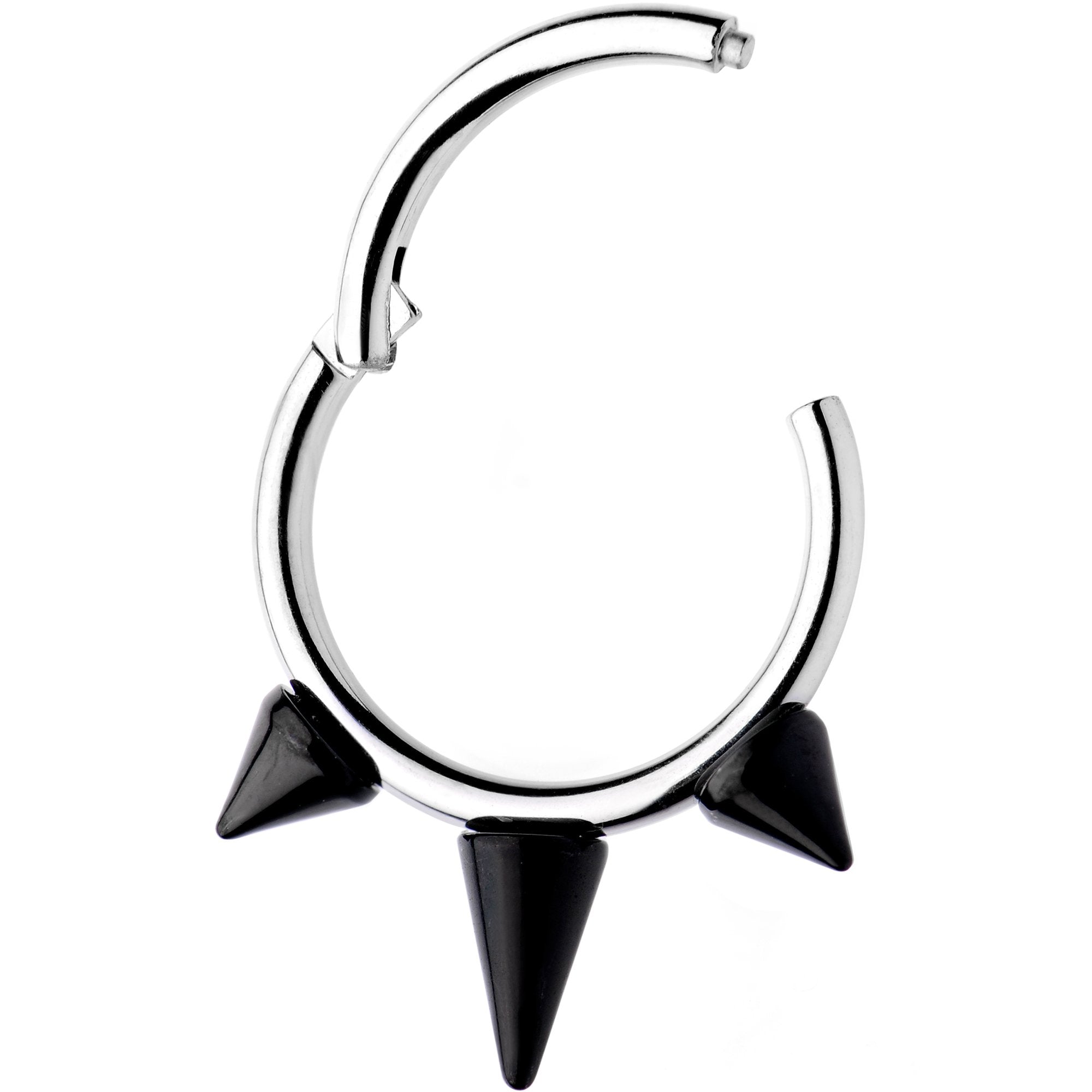 16G 3/8 Black Spike Punk Hinged Segment Ring
