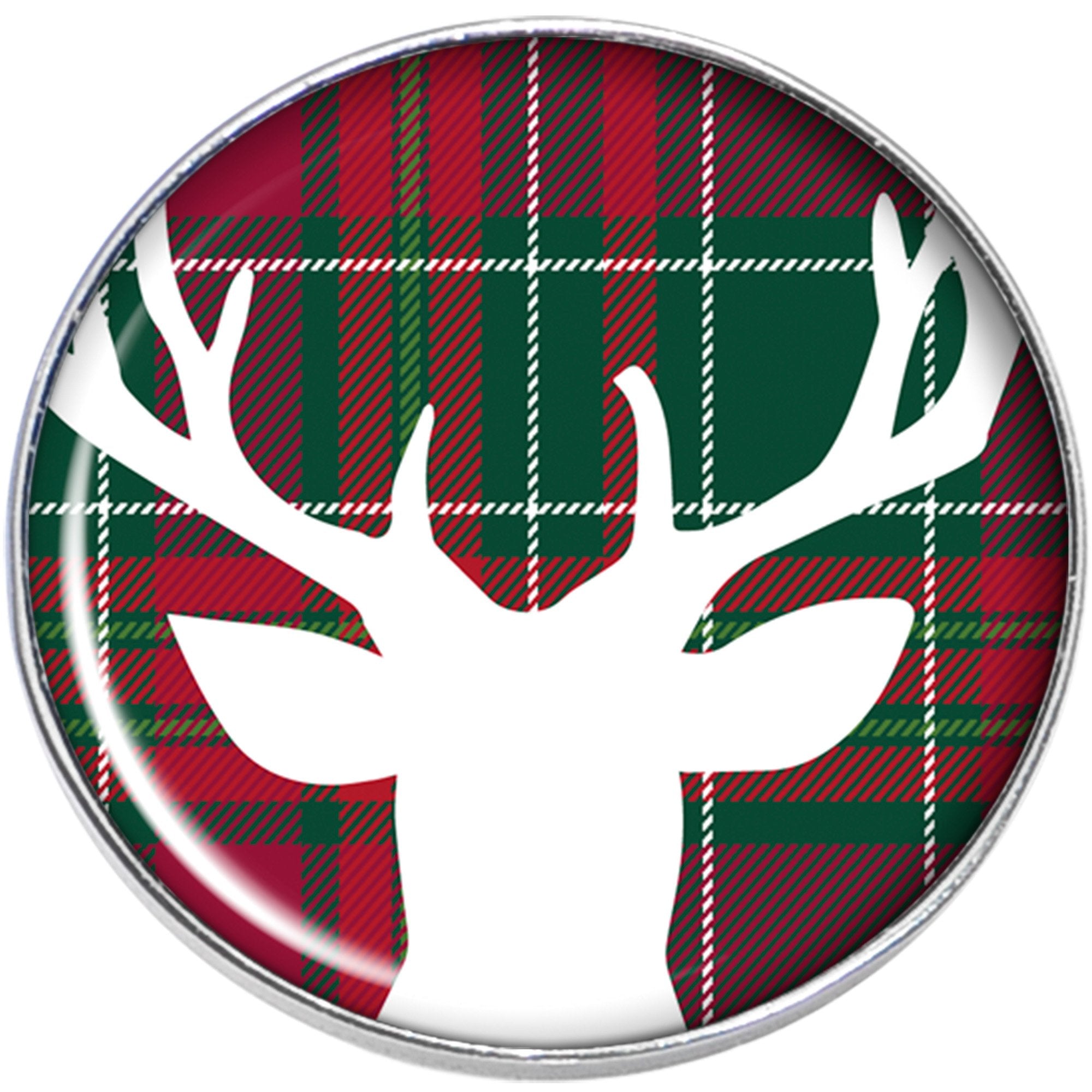 Red Green Plaid Reindeer Stainless Steel Stud Earrings stylish jewelry