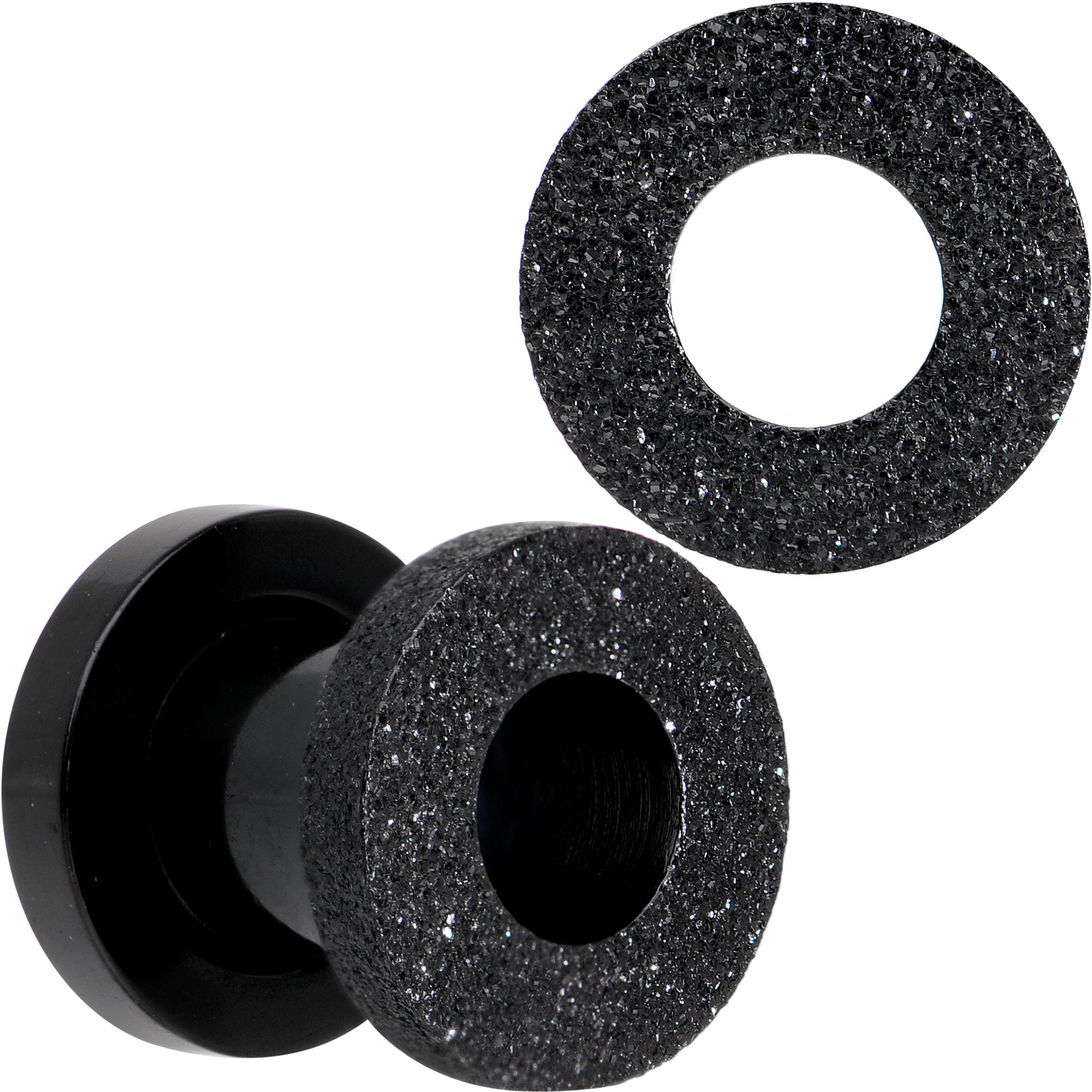 Black PVD Sandblasted Screw Fit Tunnel Plug Set 5mm to 16mm