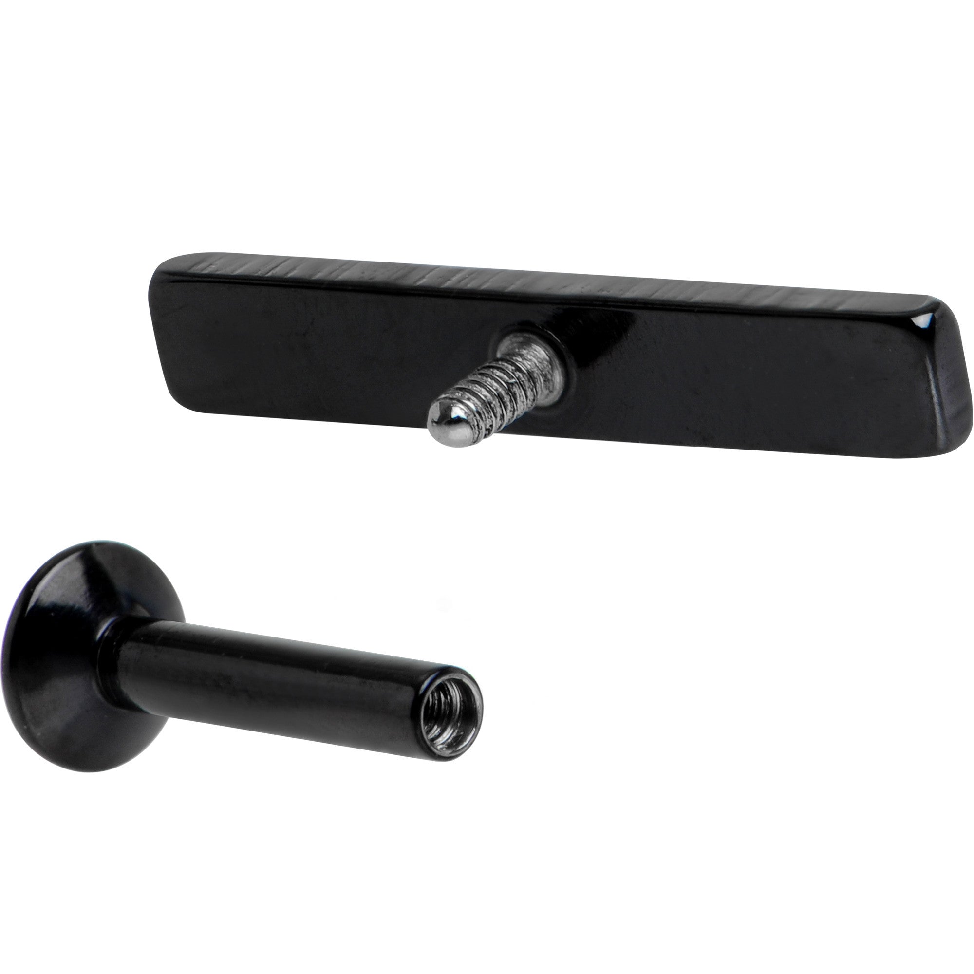 1/4 12mm Black IP Rectangle Internal Thread Daith Cartilage Tragus