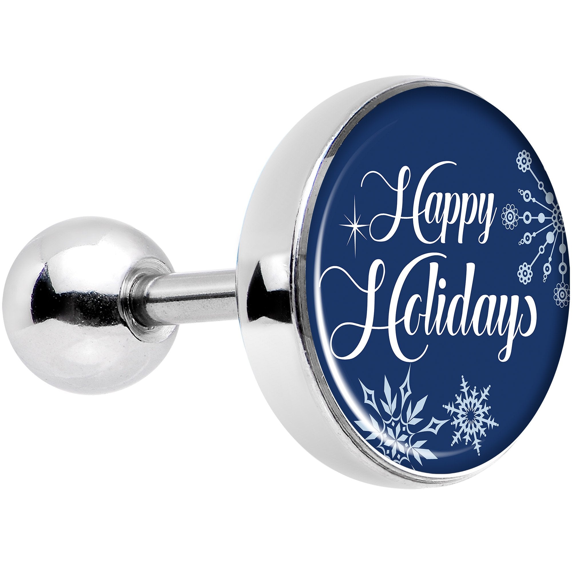 16G 1/4 Happy Holidays Snowflake Tragus Cartilage Earring