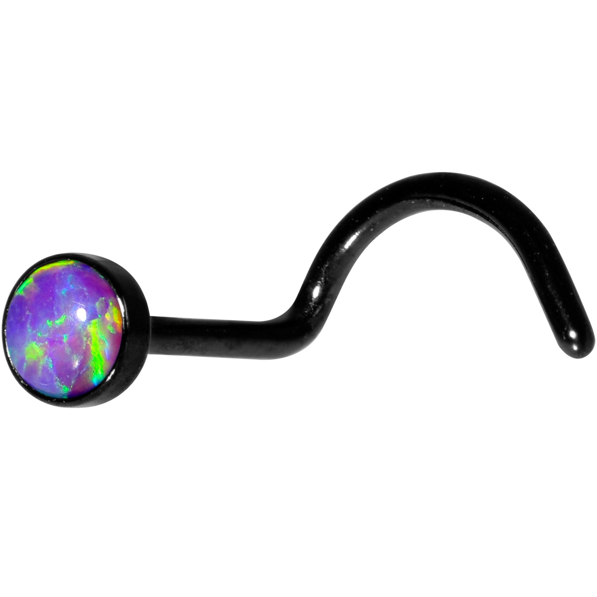 Purple 3mm Synthetic Opal Black Press Fit Left Nose Screw