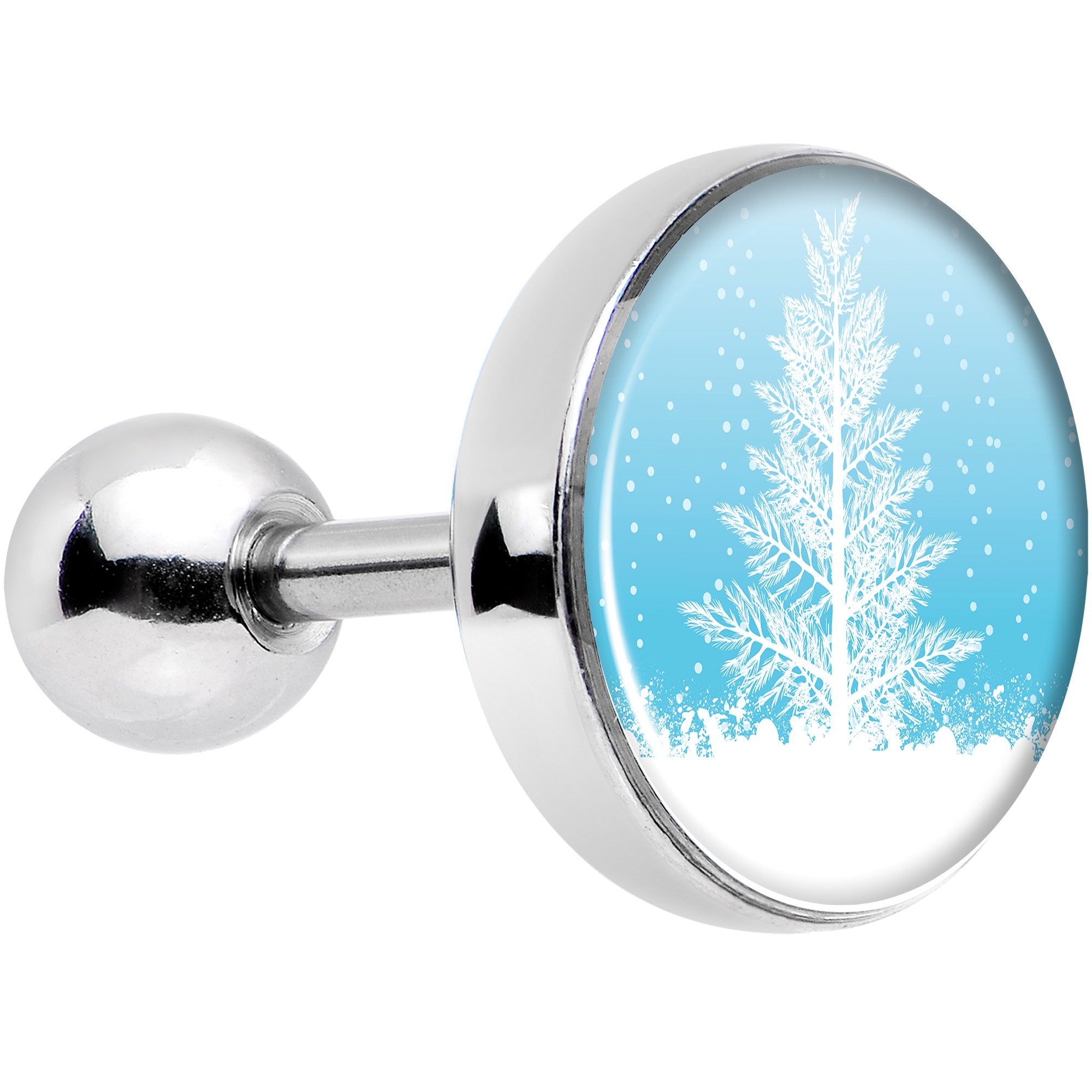 16G 1/4 Winter Snow Covered Tree Tragus Cartilage Earring