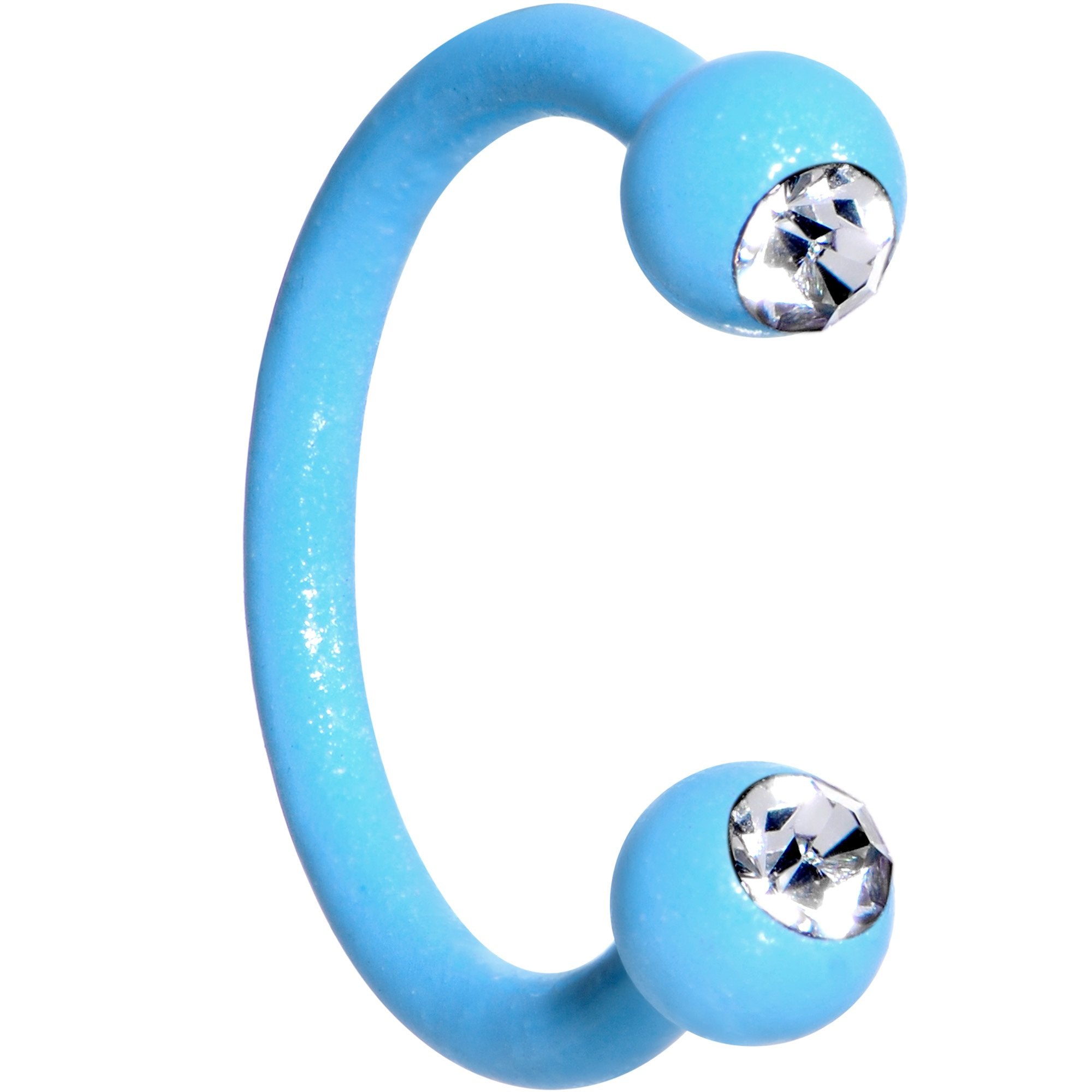 16G Clear Gem Blue Glow in the Dark Horseshoe Circular Barbell