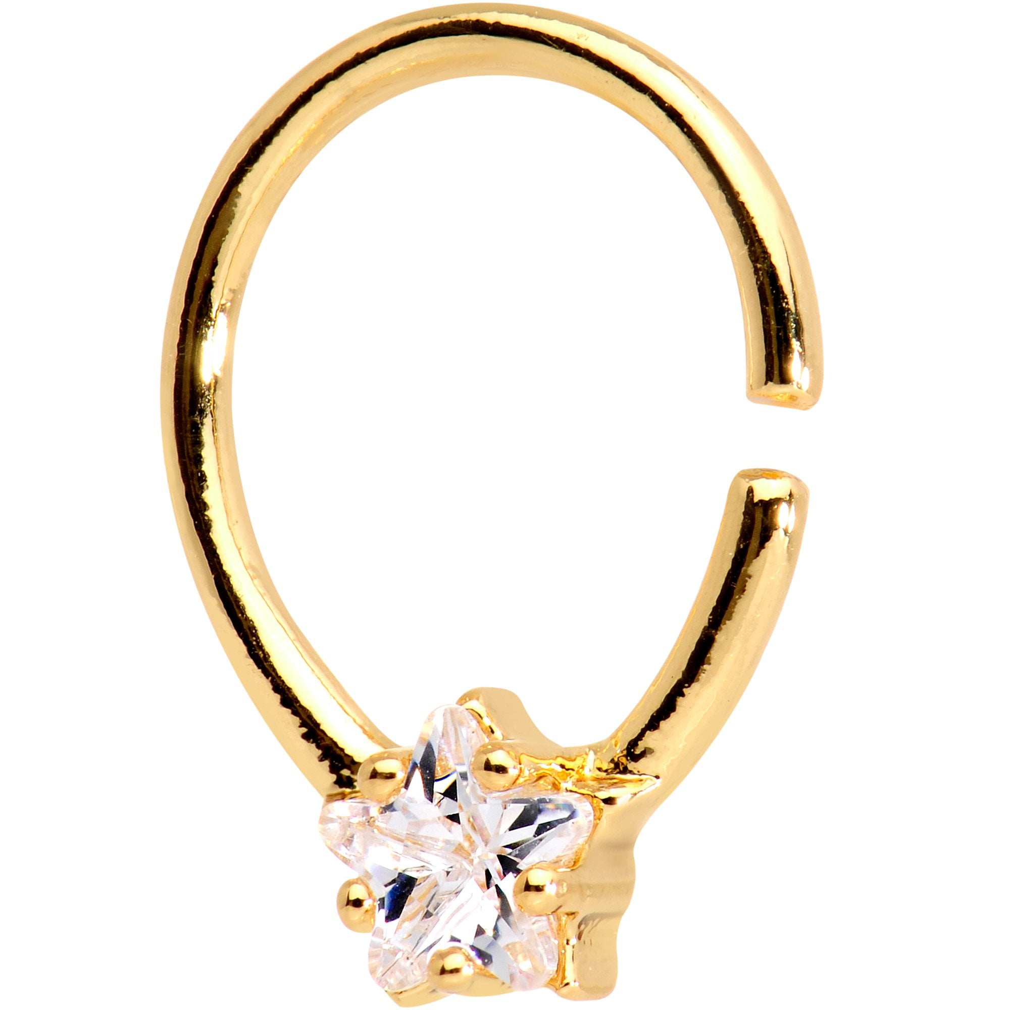 16G Clear CZ Gold Tone Stunning Star Seamless Circular Ring
