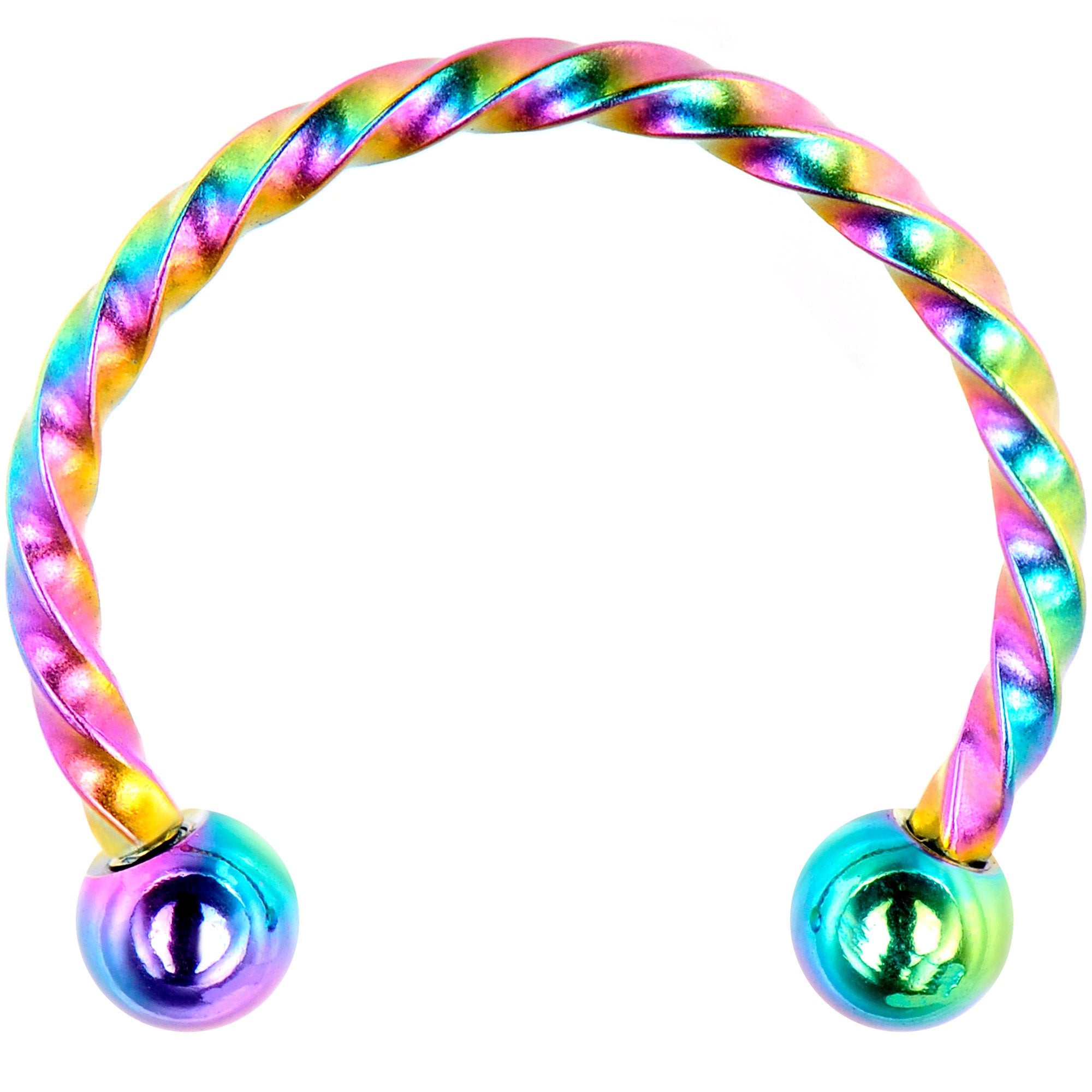 16G 1/2 Rainbow Seriously Twisted Horseshoe Circular Barbell