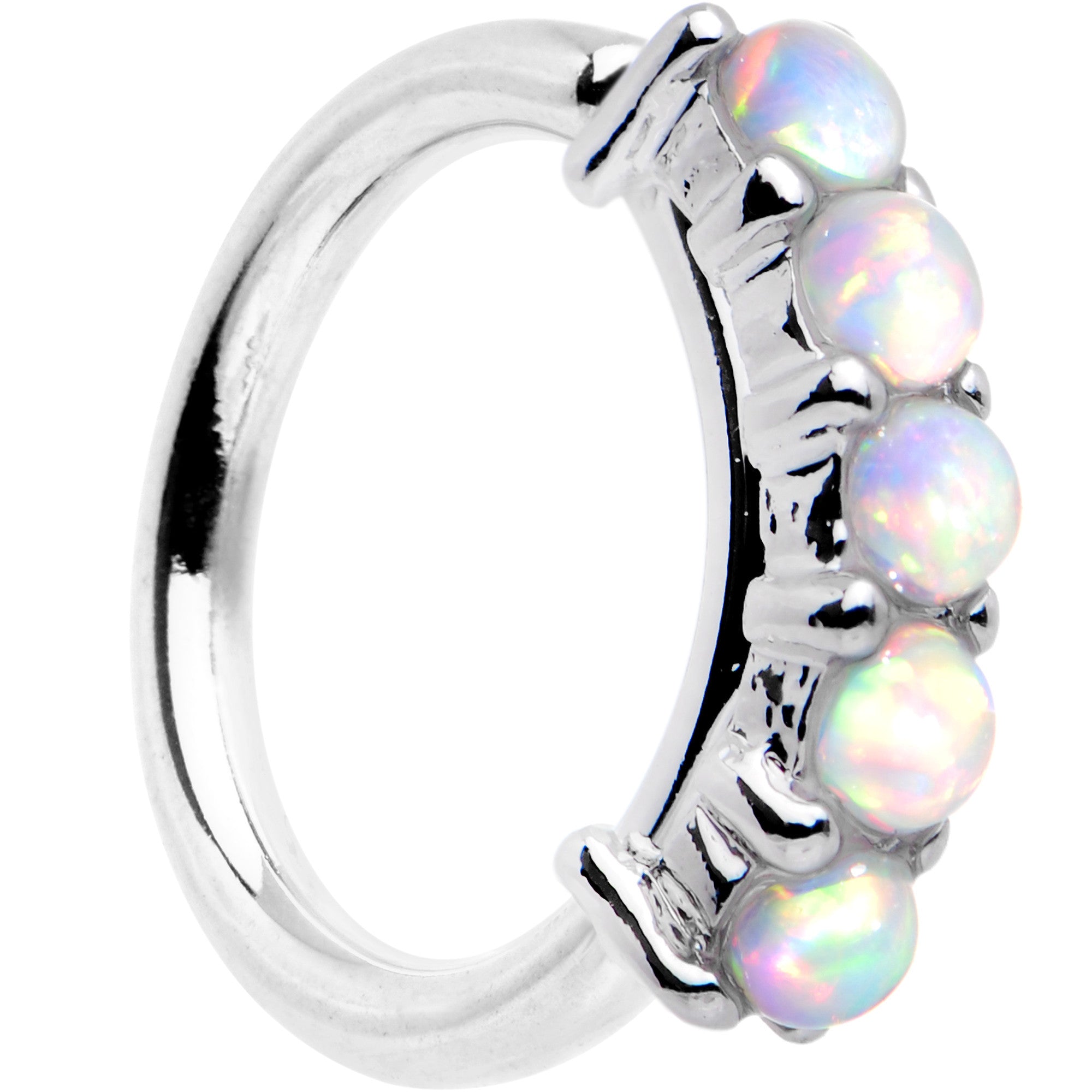 16G White Synthetic Opal Annealed Circular Ring