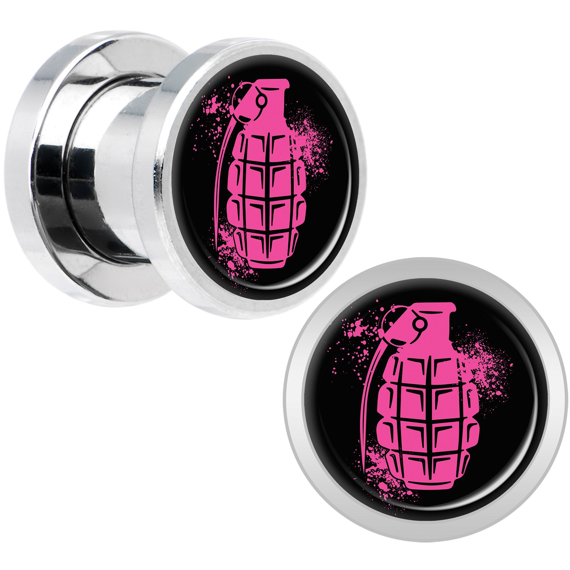 Pink Grenade Steel Screw Fit Plug Set 0G