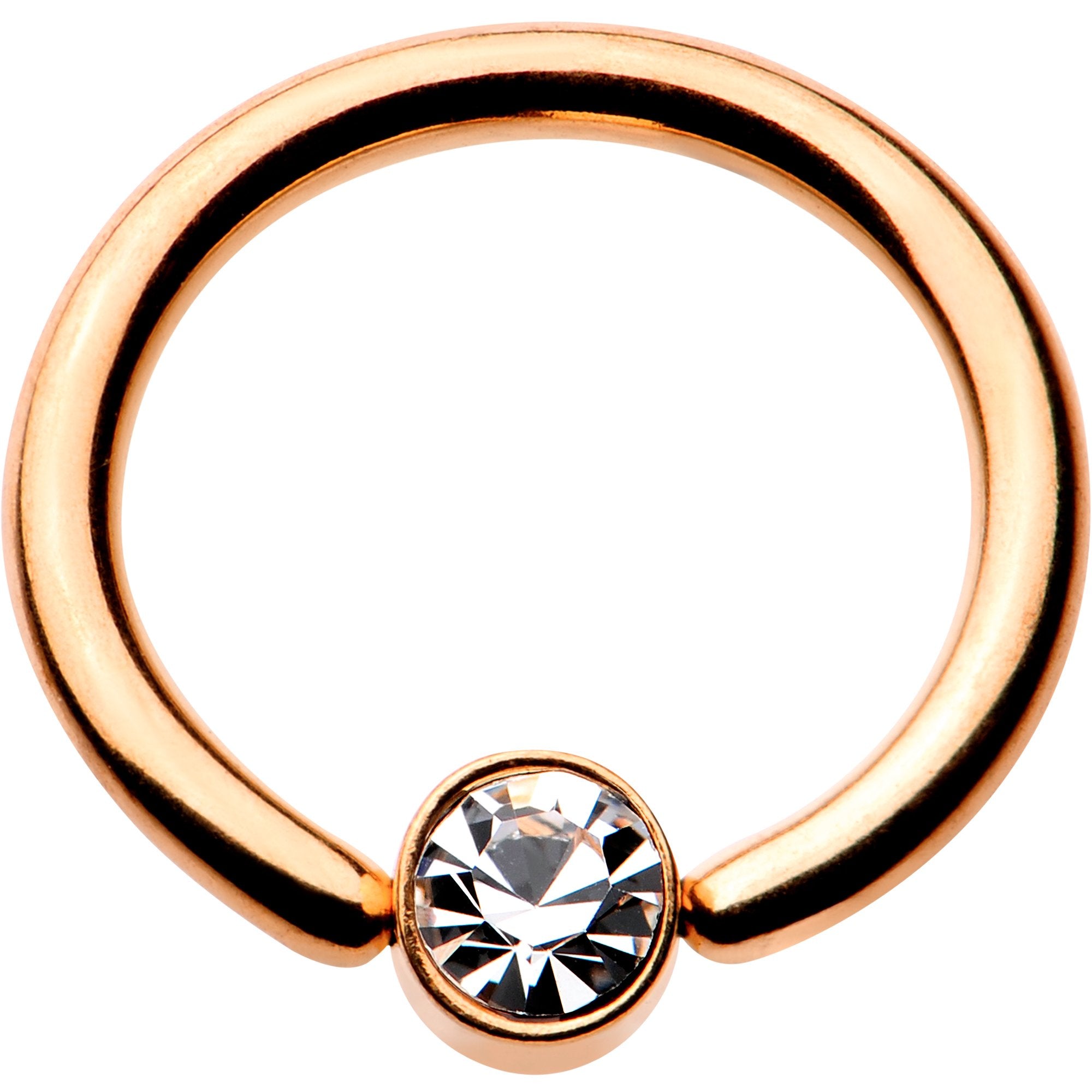 16G 5/16 Clear Gem 3mm Disc Rose Gold IP BCR Captive Ring
