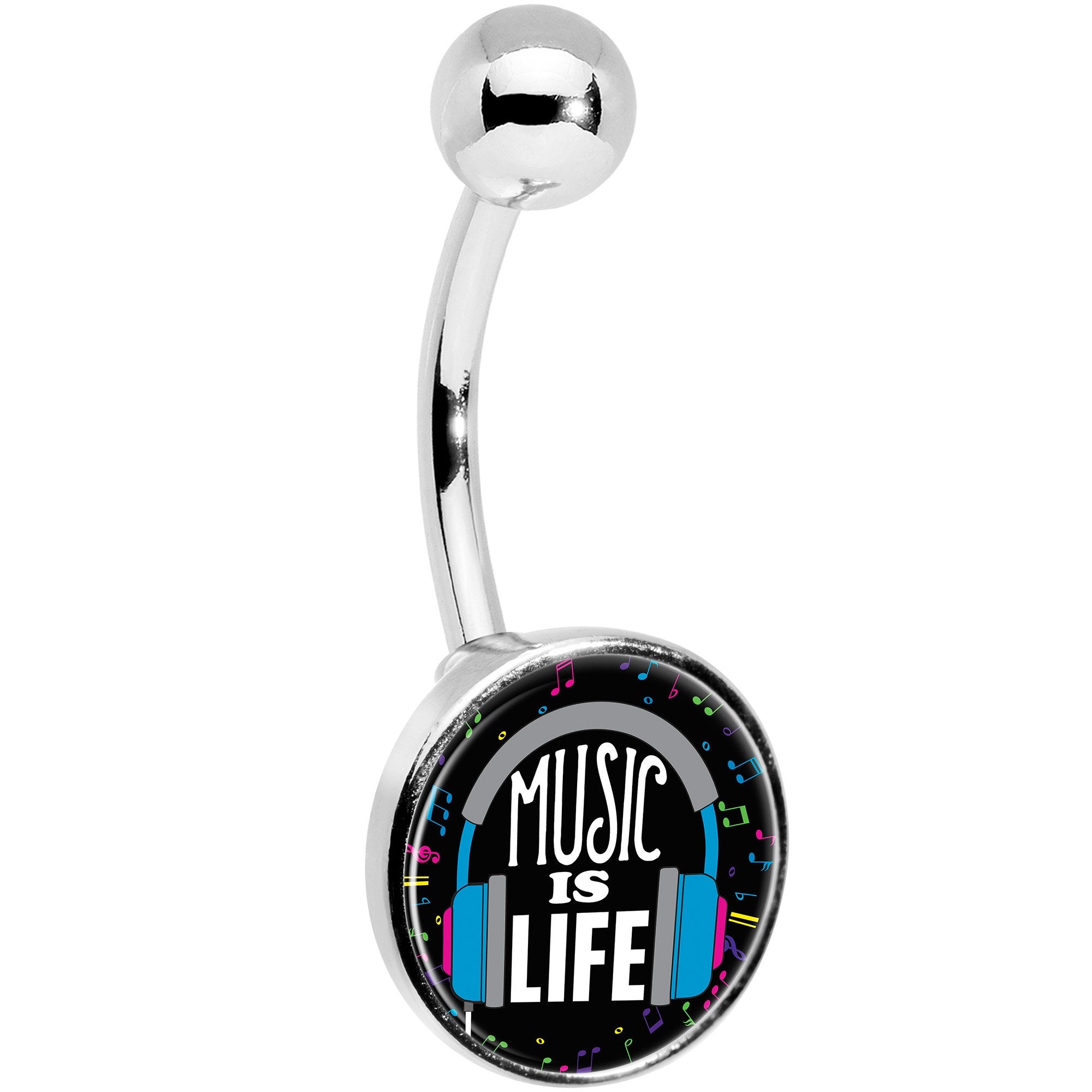 Music is Life Headphones Stainless Steel Belly Ring stylish jewelry