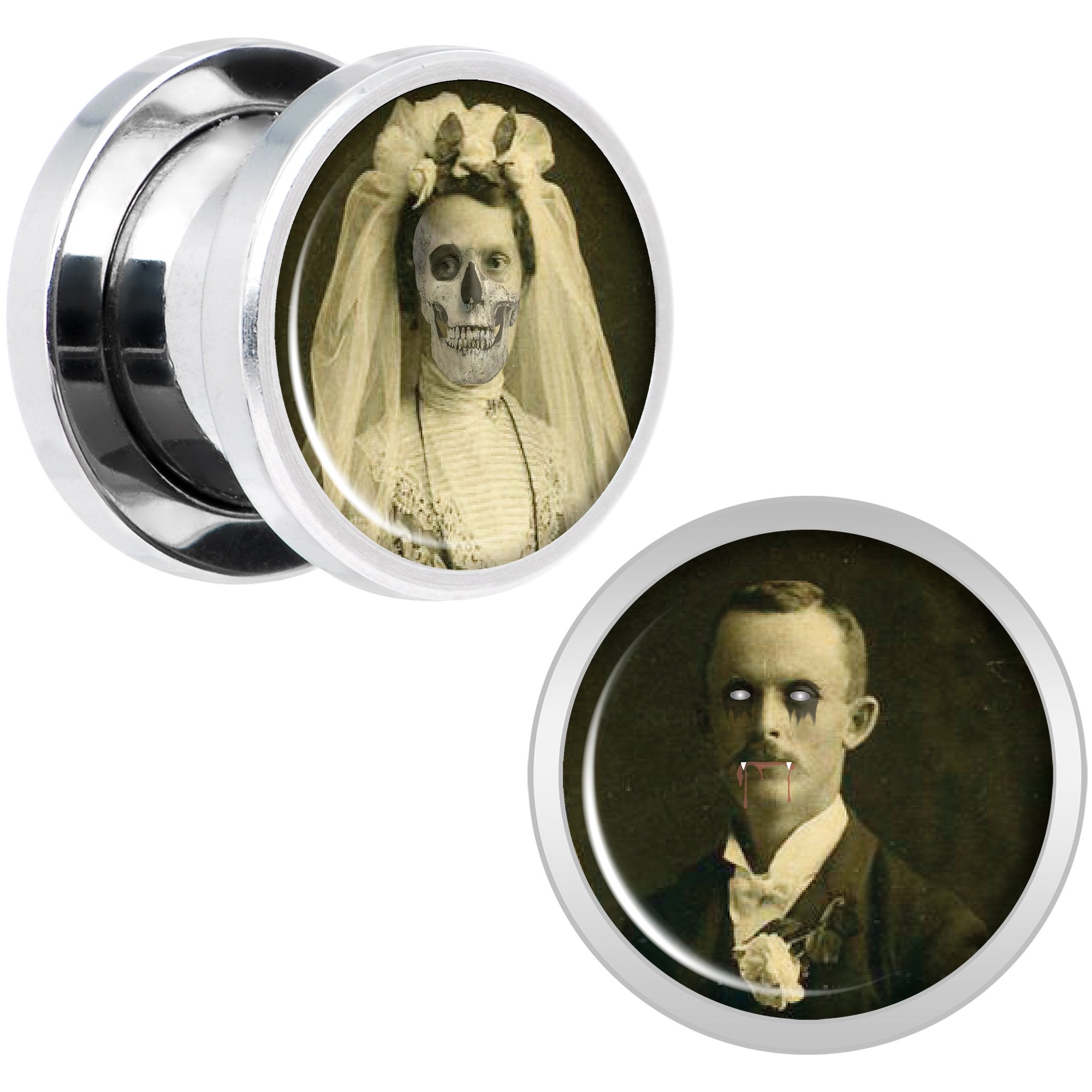 Undead Bride and Groom Halloween Plug Set 00G
