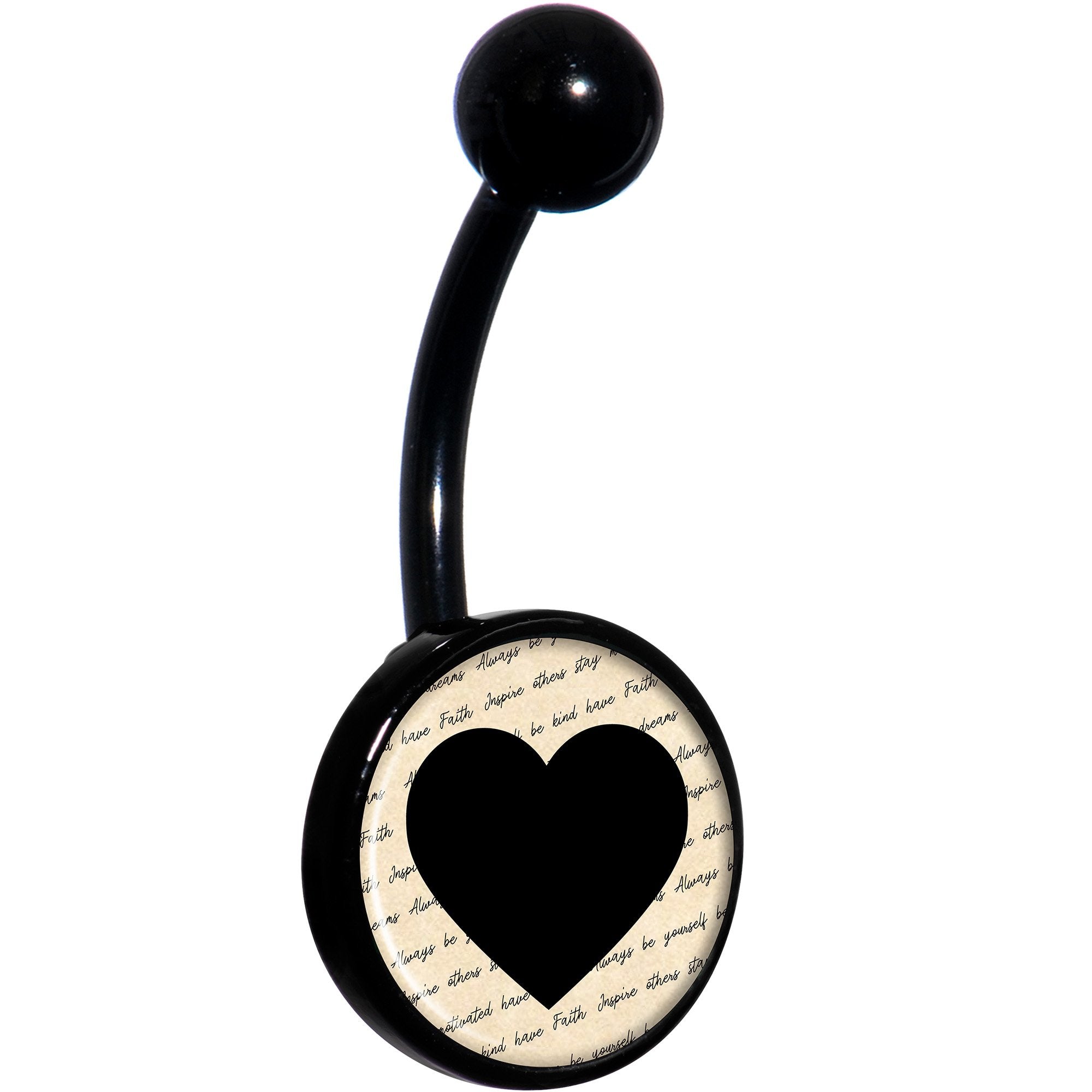 Love Letter Black Heart Black Hypoallergenic Stainless Steel Belly Ring