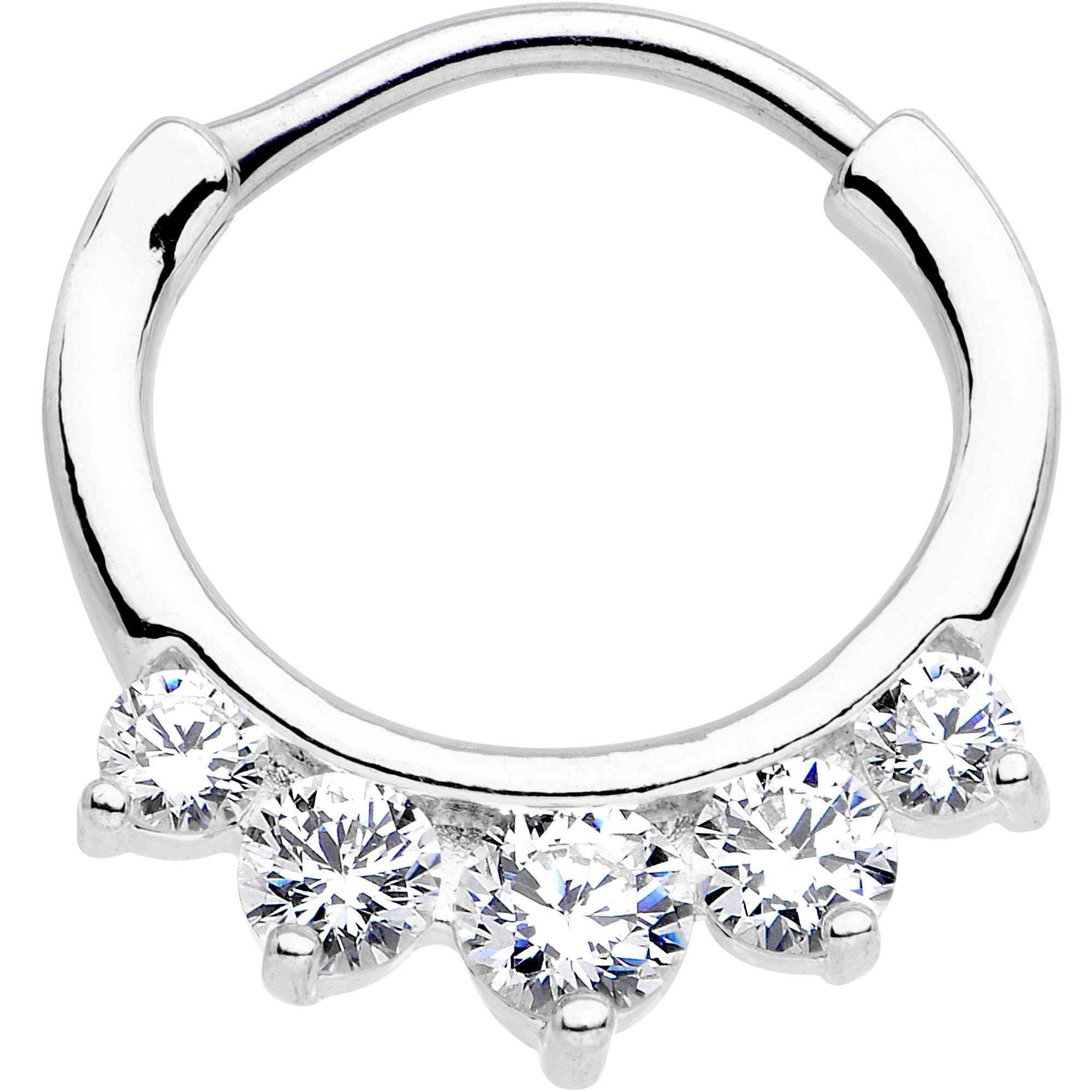 16G 5/16 Clear CZ Gem Quintet Fan Septum Clicker