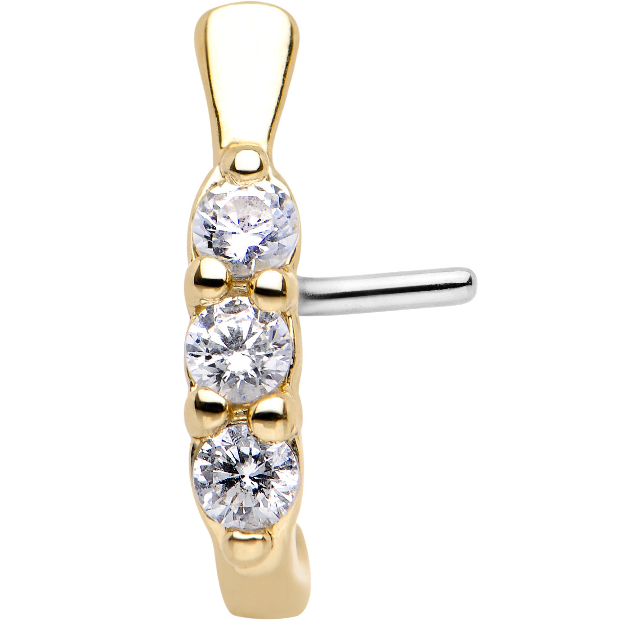 20G Clear CZ Gem Gold IP Faux Hoop L Shaped Nose Ring