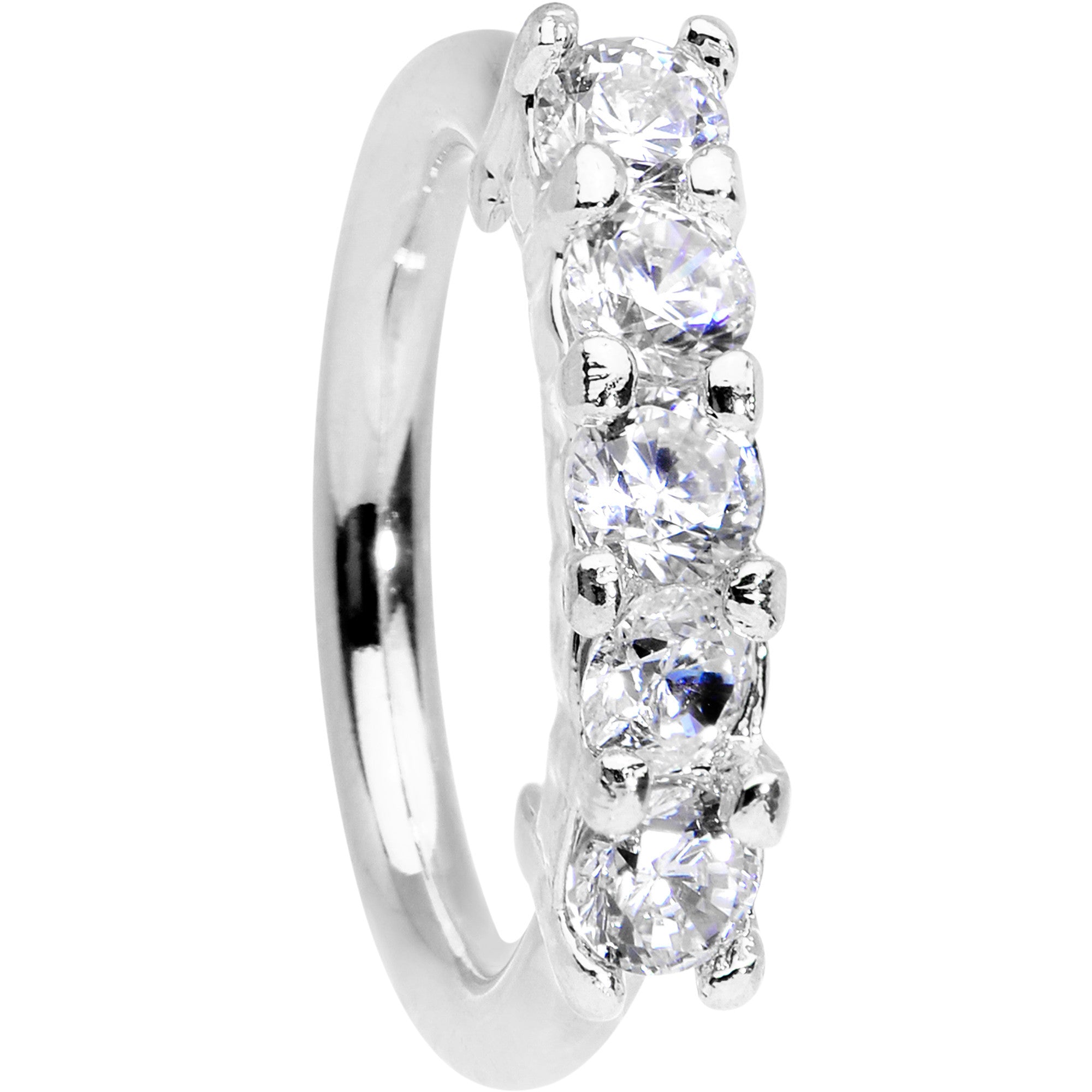 16G 5/16 Clear CZ Quintet Seamless Circular Ring