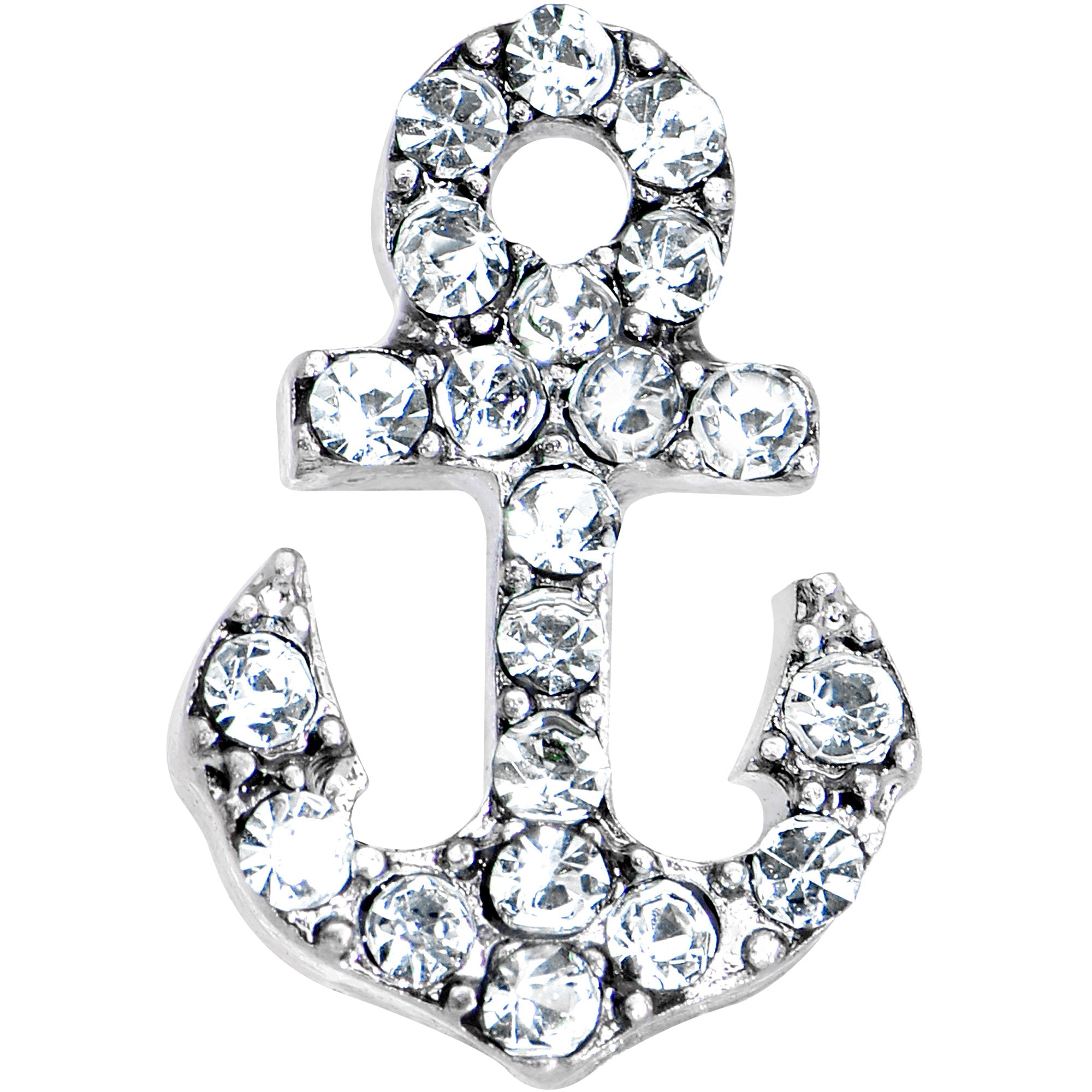 16G 1/4 Clear Gem Nautical Anchor Cartilage Tragus Earring