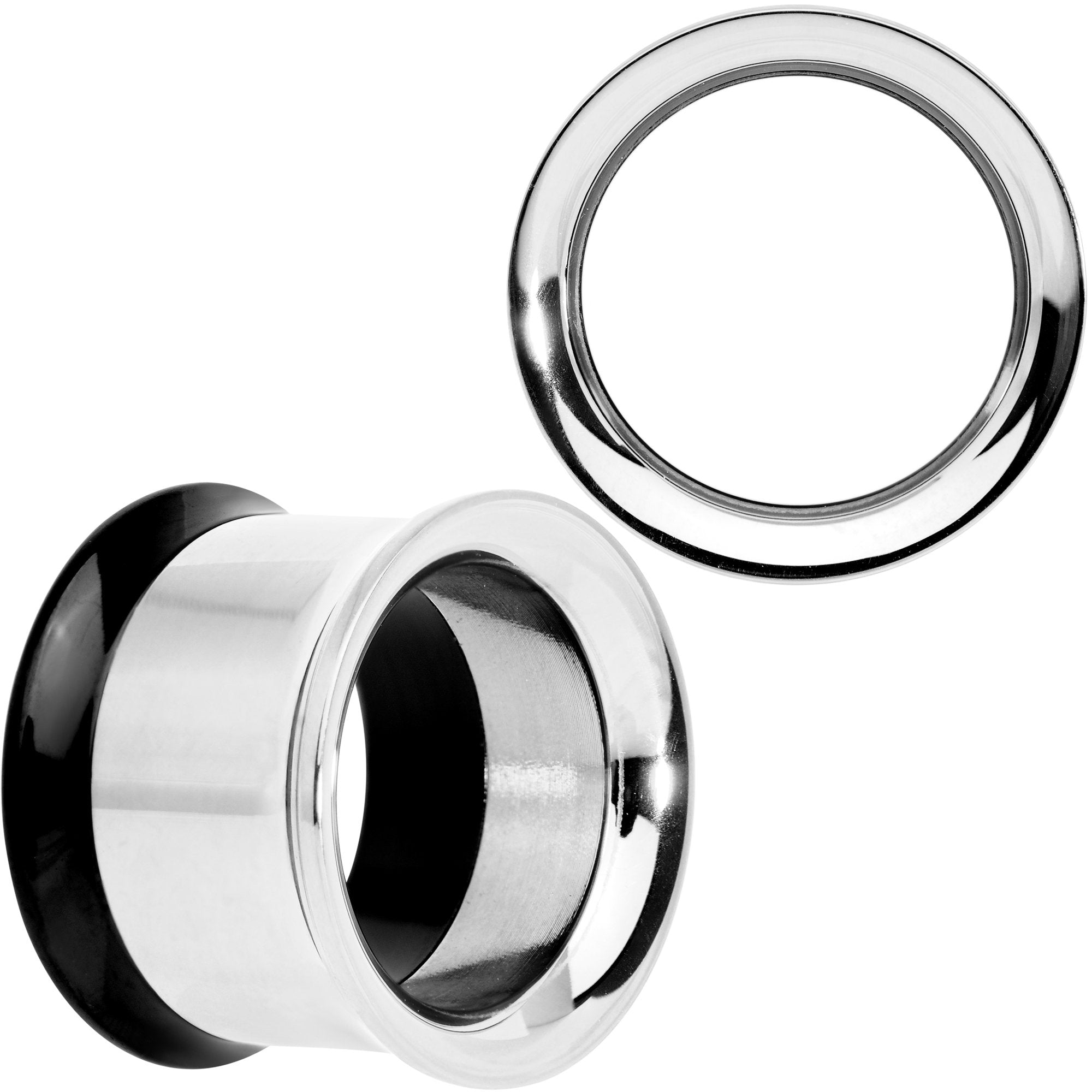 Steel Black Two Tone Screw Fit Tunnel Plug Set 3mm to 16mm