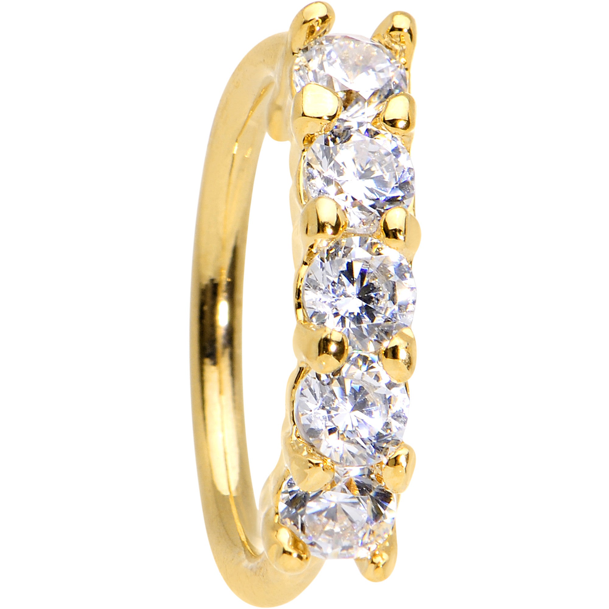 18G 5/16 Clear CZ Gold IP Quintet Seamless Circular Ring