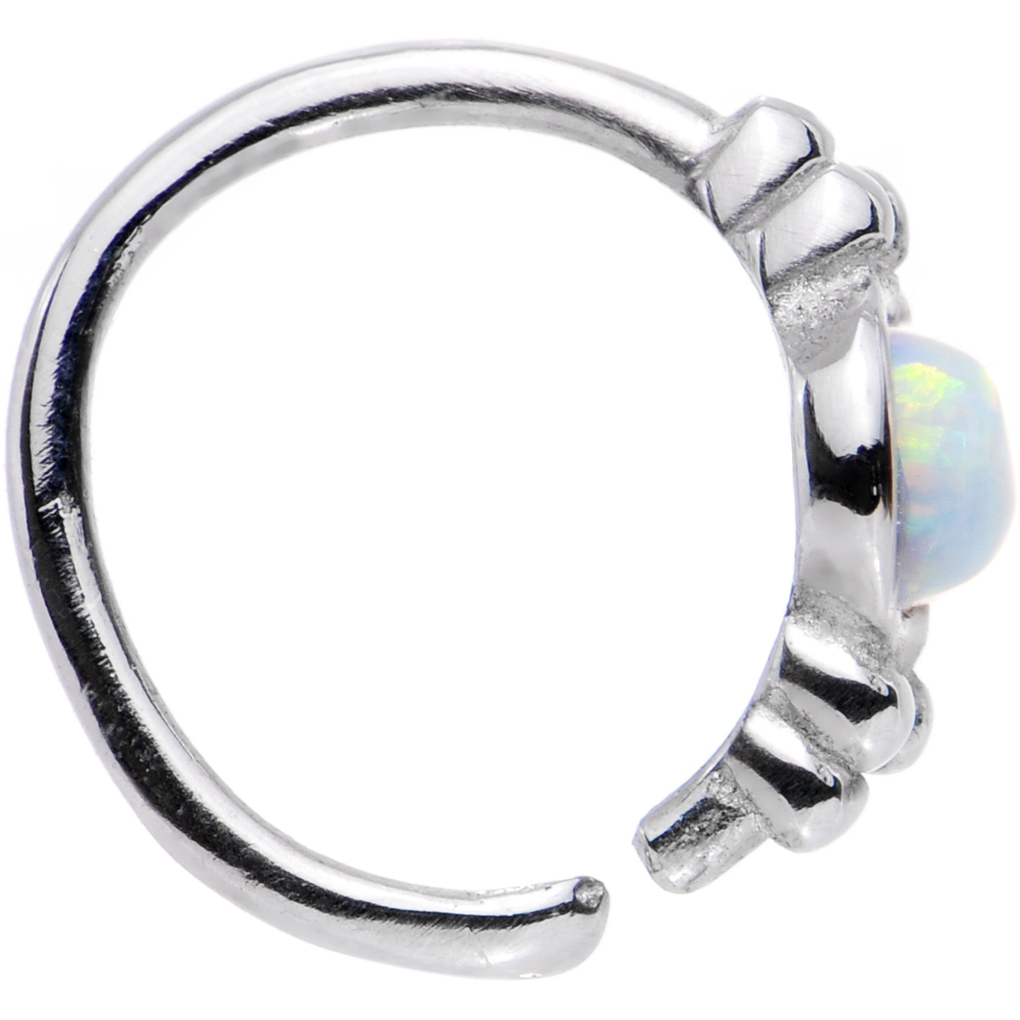 18G 5/16 White Synthetic Opal Seamless Circular Ring