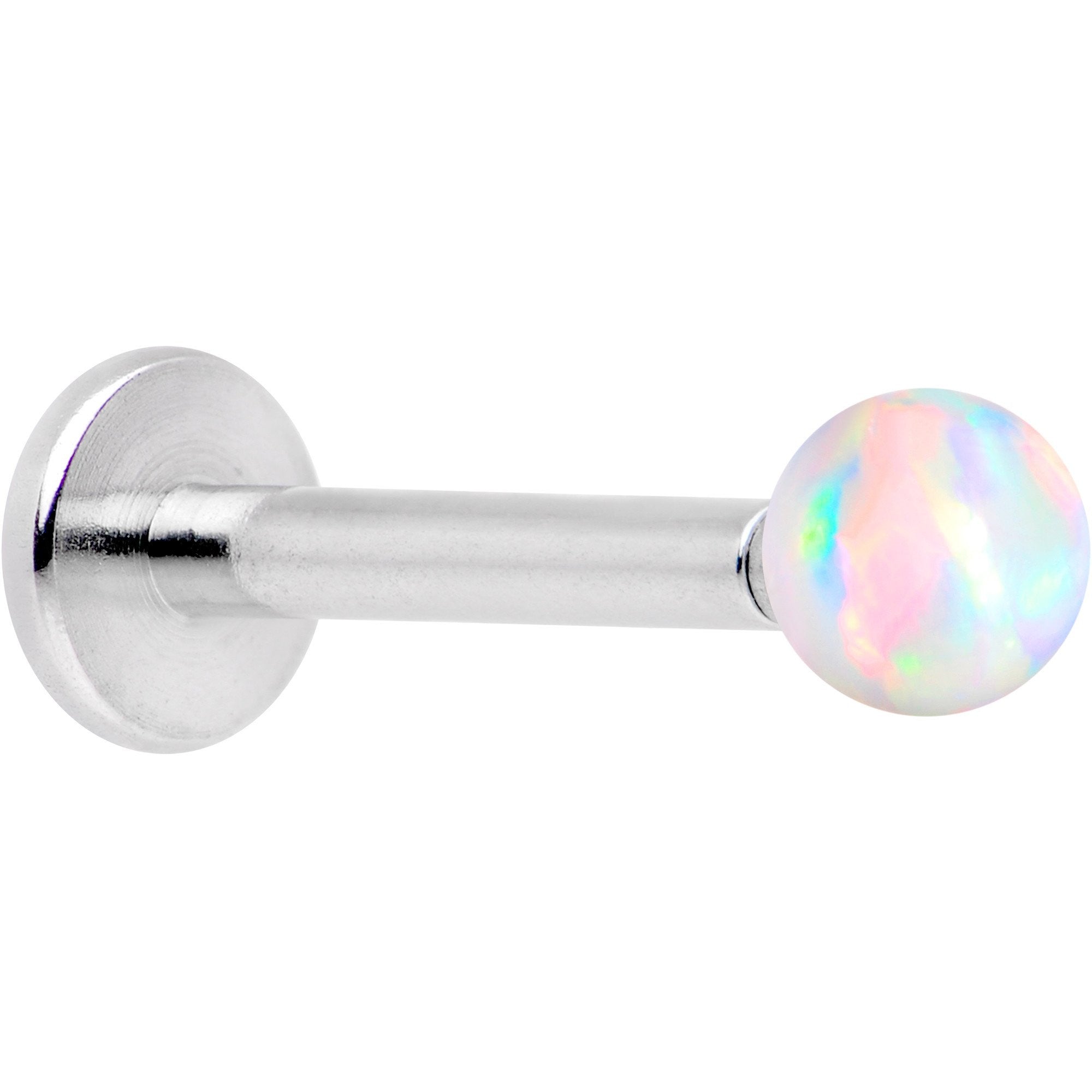 5/16 White Faux Opal 3mm Ball Internally Threaded Labret Monroe