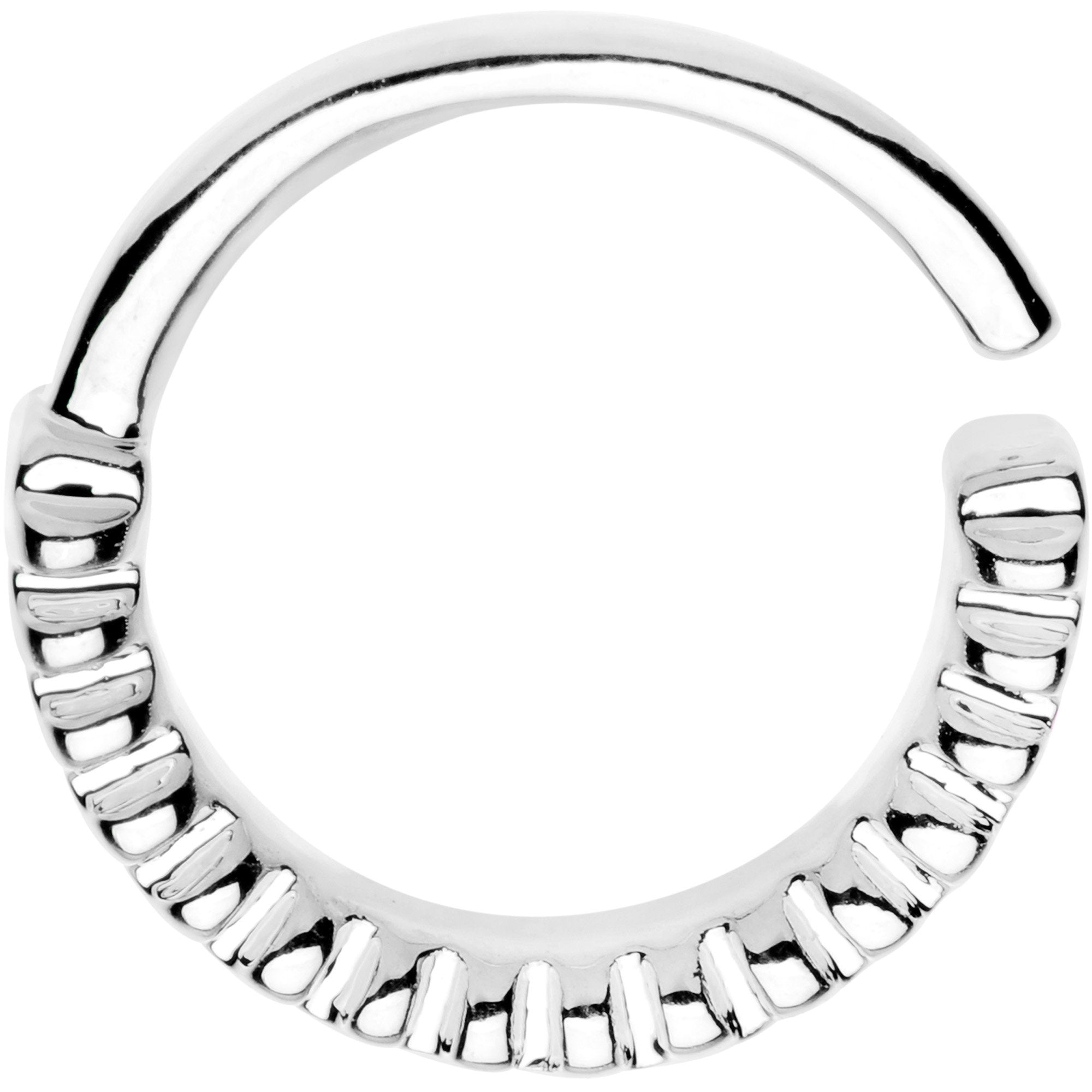 16G Rhodium Plated Half Paved Groove Seamless Circular Ring