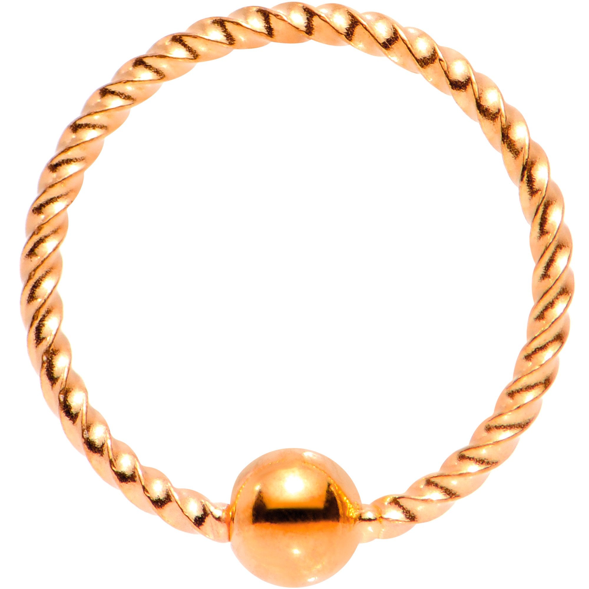 20G 5/16 Rose Gold Tone Anodized So Twisted Captive Style Seamless Ring